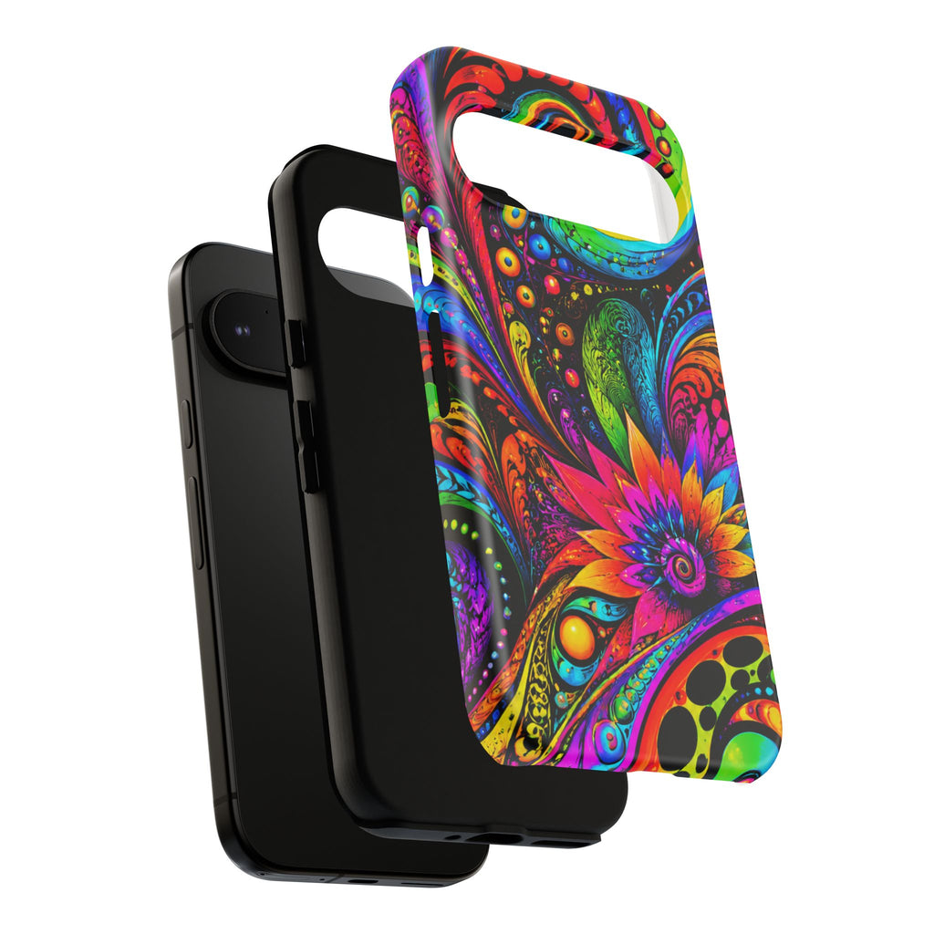Psychedelic Floral Phone Case — Vibrant Swirl Tough Protective Cover