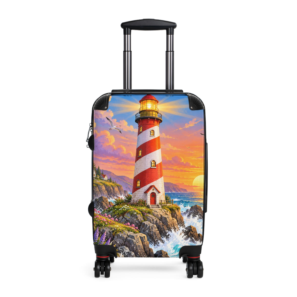Lighthouse Coastal Sunset Suitcase | Travel Luggage with Scenic Print