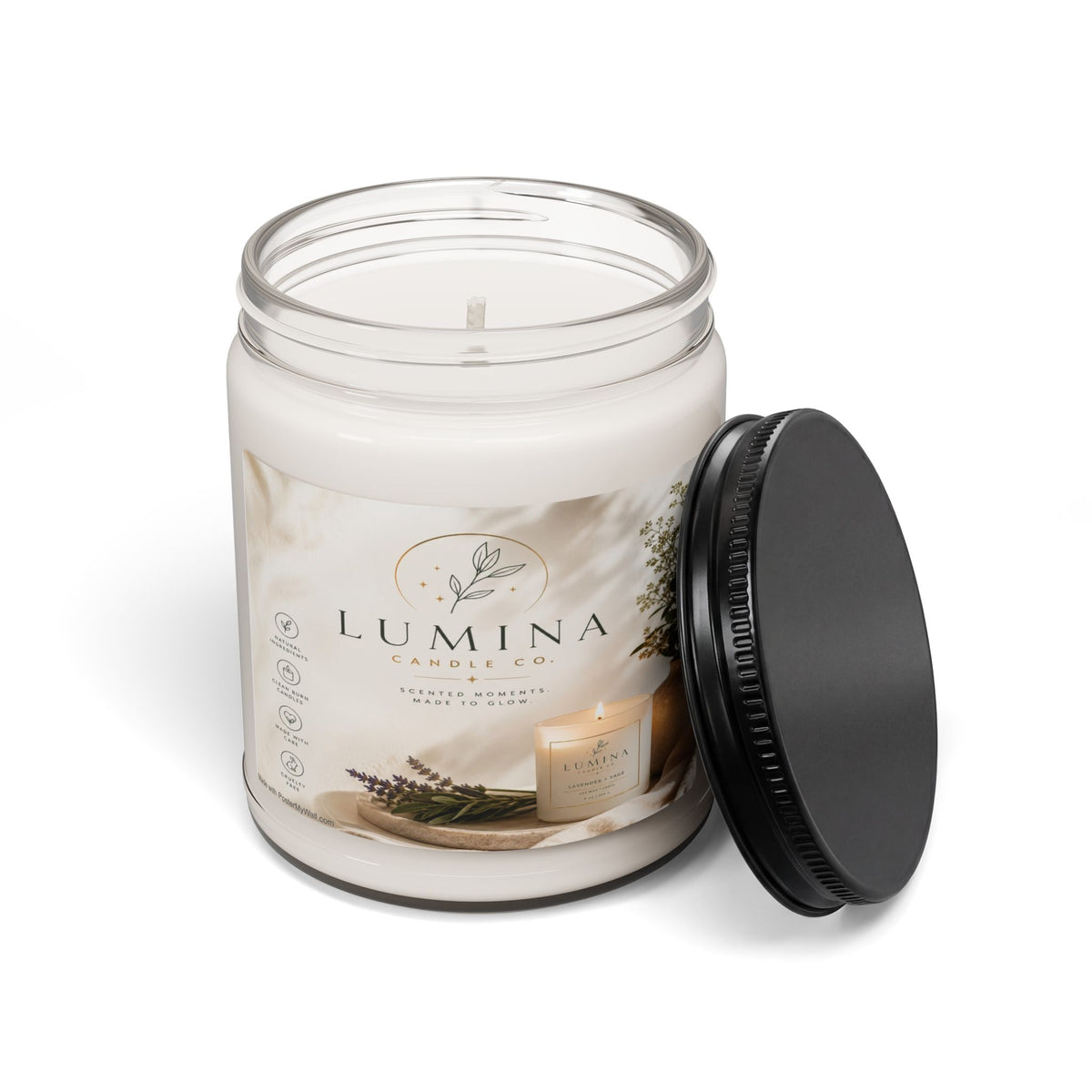 Lumina Botanical Soy Candle, 9oz Glass Jar | Natural Scented Candle