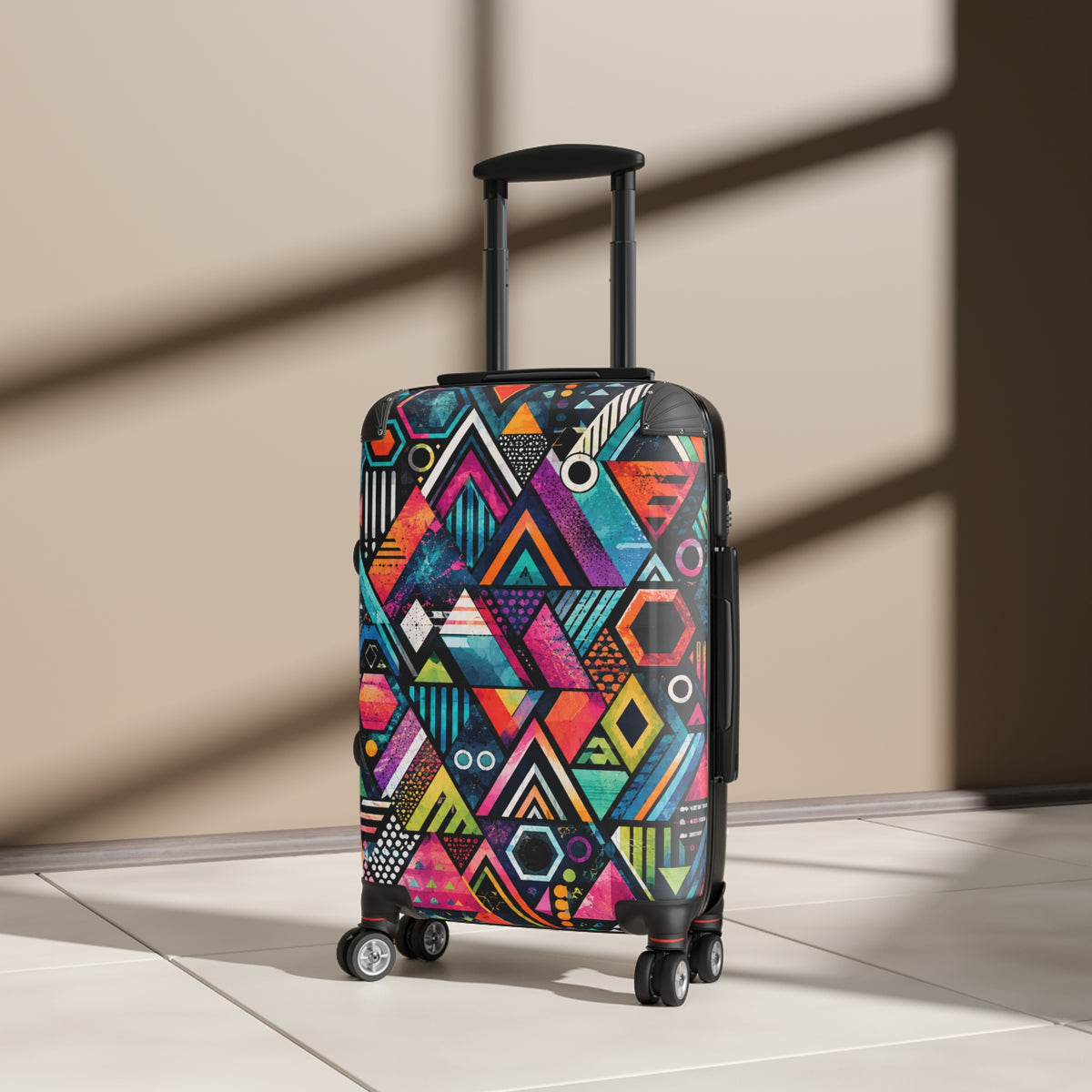 Geometric Neon Carry-On Suitcase