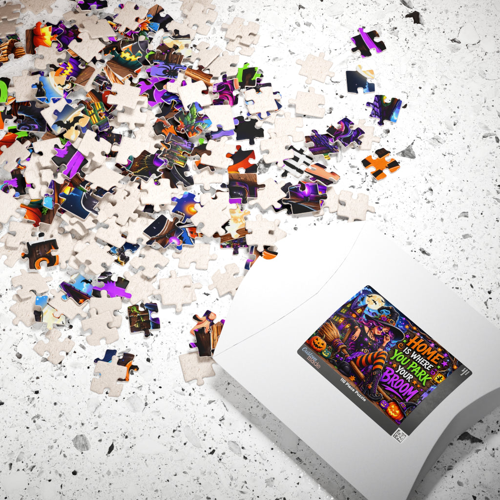 Witch with Broom Puzzle | Home Is Where You Park Your Broom Halloween