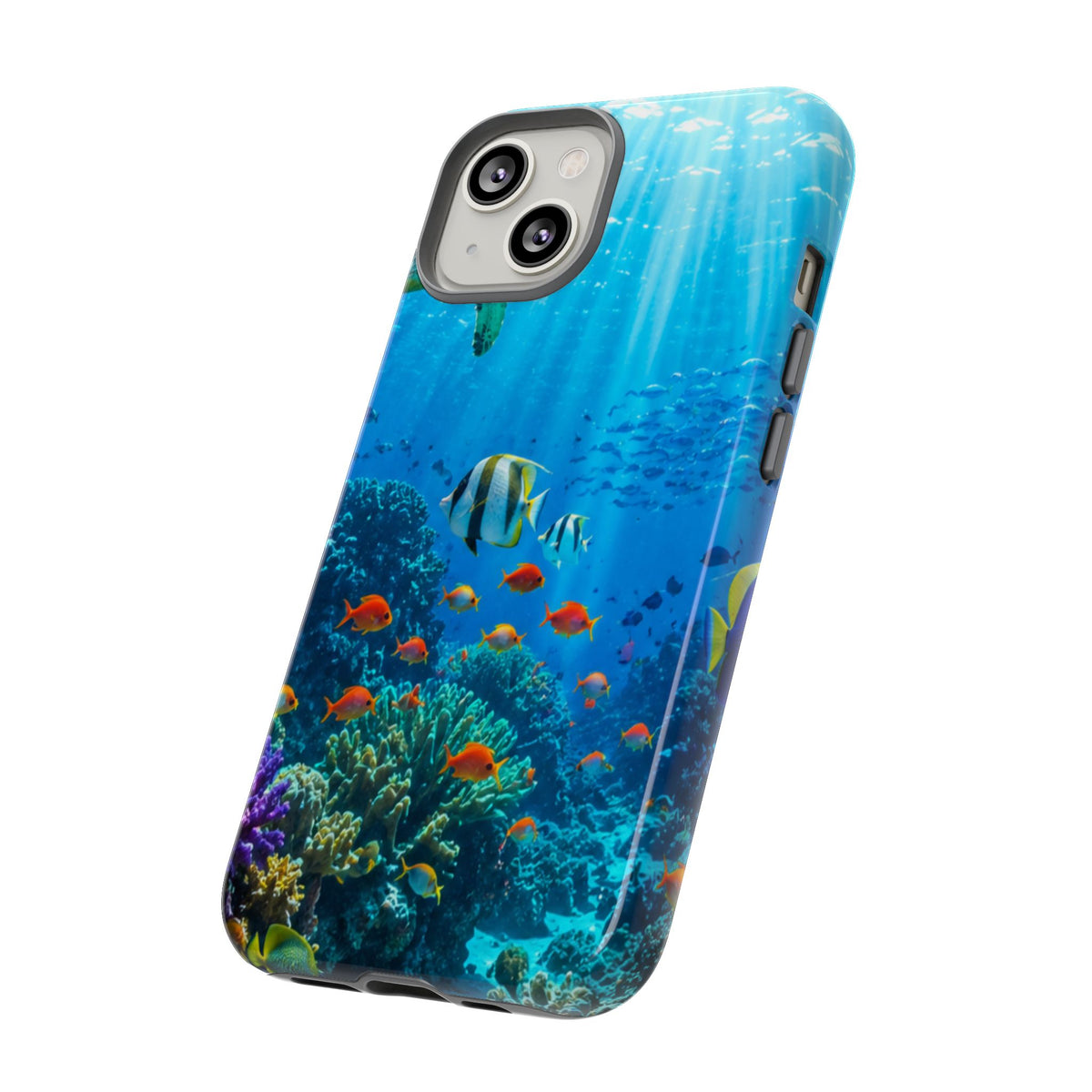 Underwater Ocean Life Tough Phone Case — Coral Reef & Sea Turtle Protective Cover