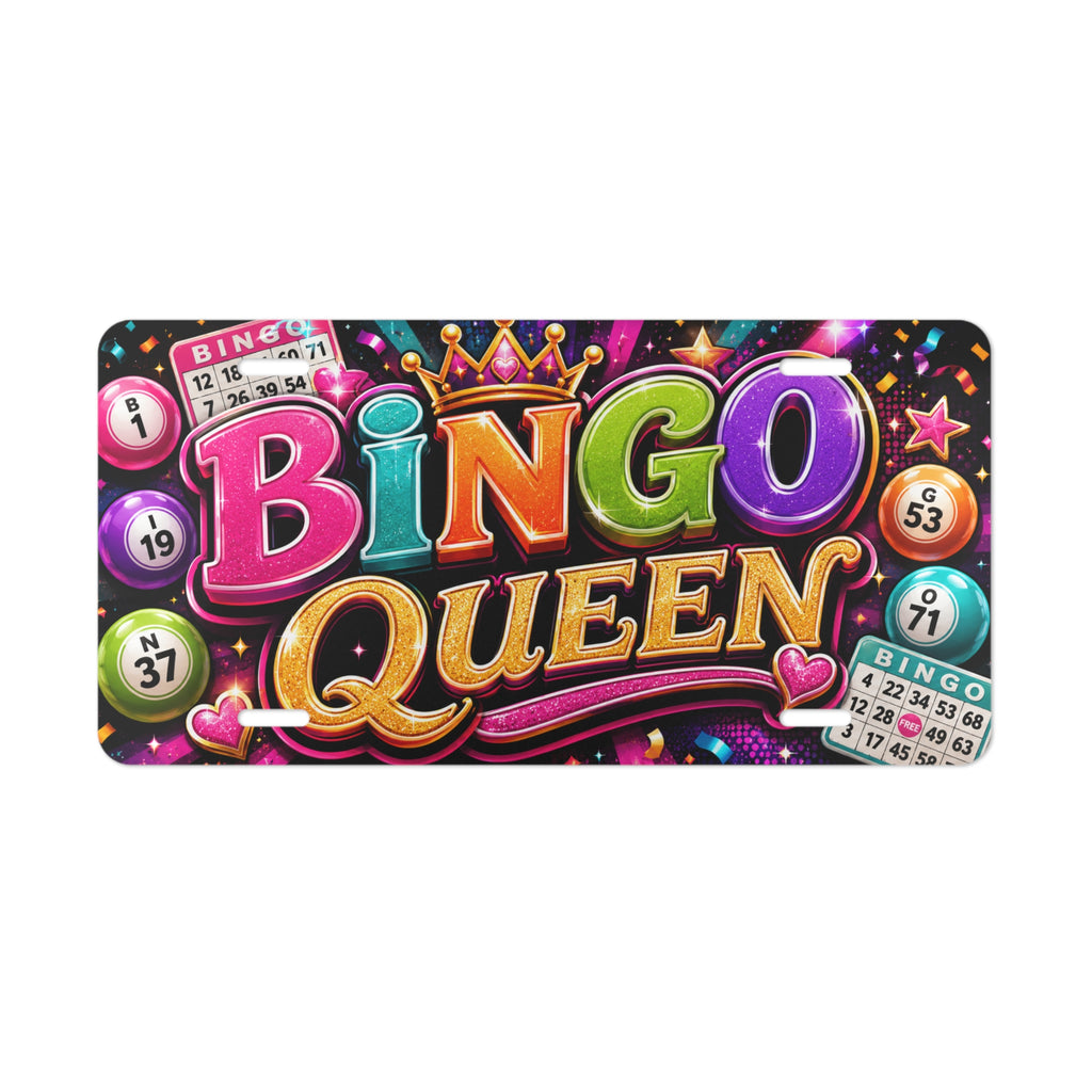 Bingo Queen Vanity Plate | Colorful Bingo Design, Crown & Balls