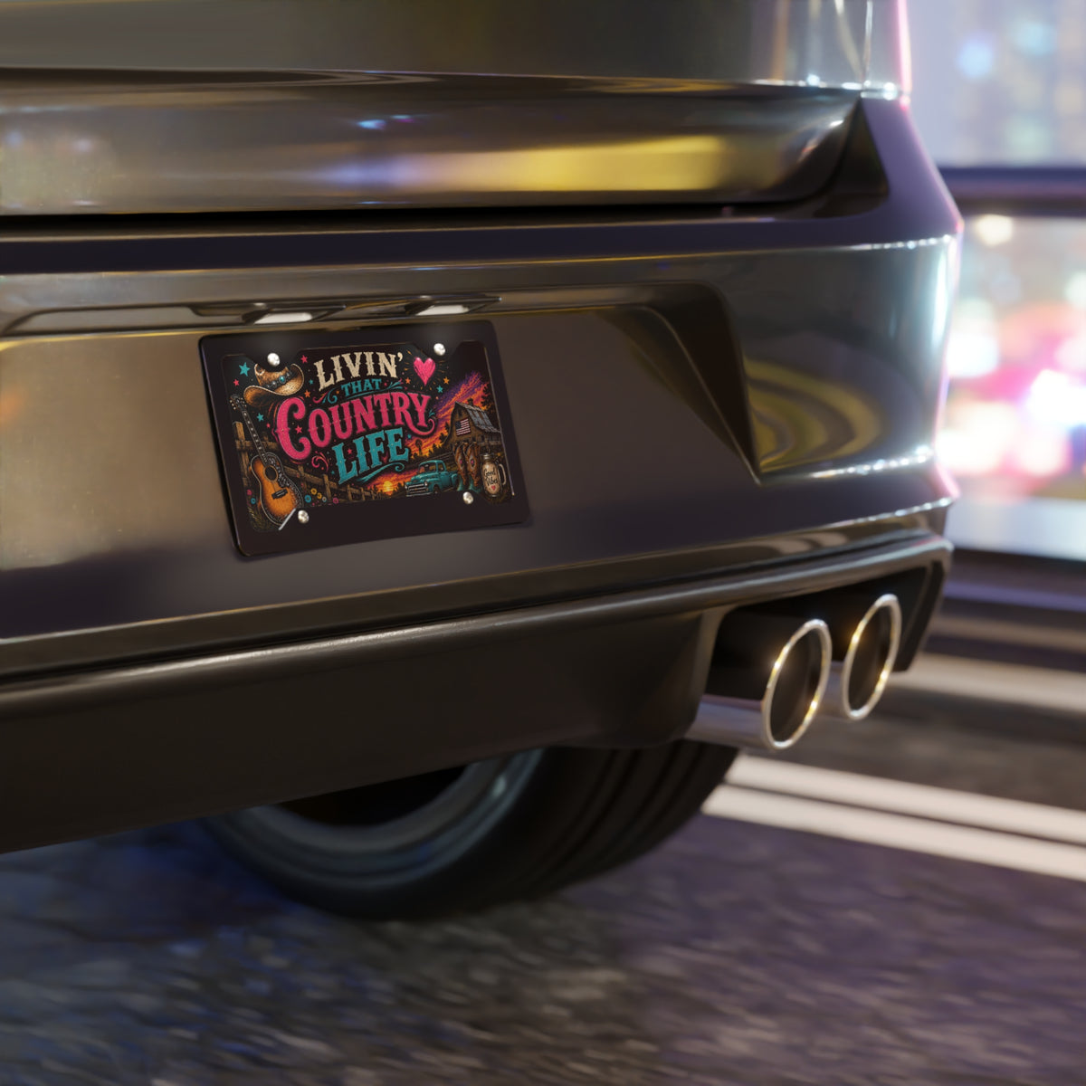 Livin' That Country Life Vanity Plate | Rustic Truck, Guitar