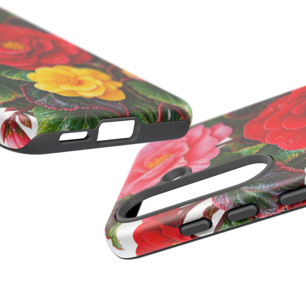 Floral Begonia Phone Case — Vibrant Red, Pink & Yellow Blossom Protective Cover