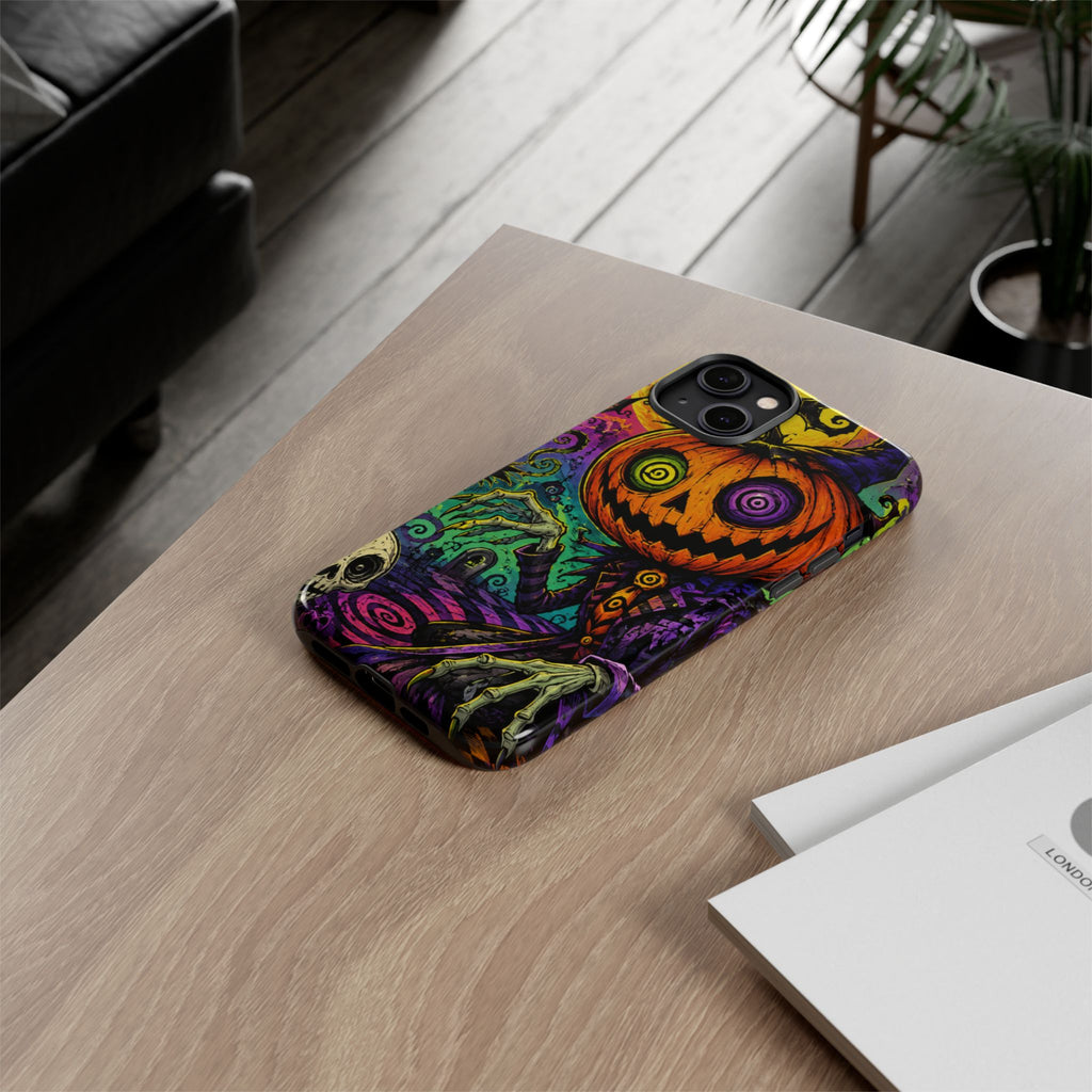 Halloween Pumpkin Skull Phone Case — Psychedelic Jack-o'-Lantern Tough Case