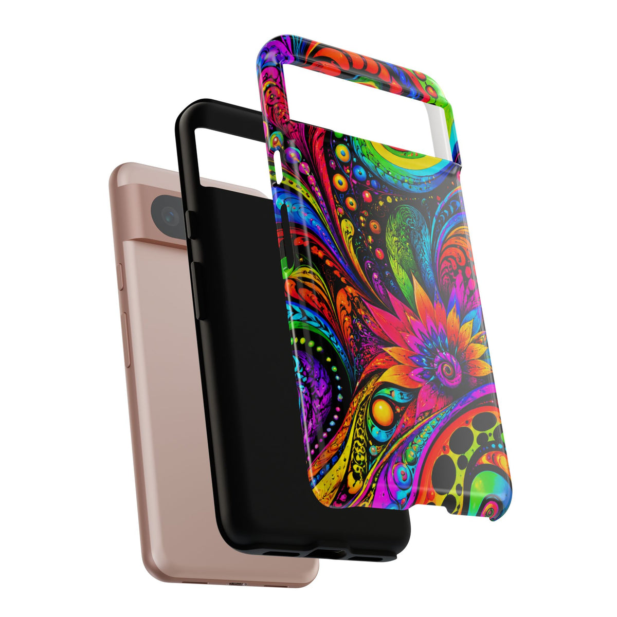 Psychedelic Floral Phone Case — Vibrant Swirl Tough Protective Cover