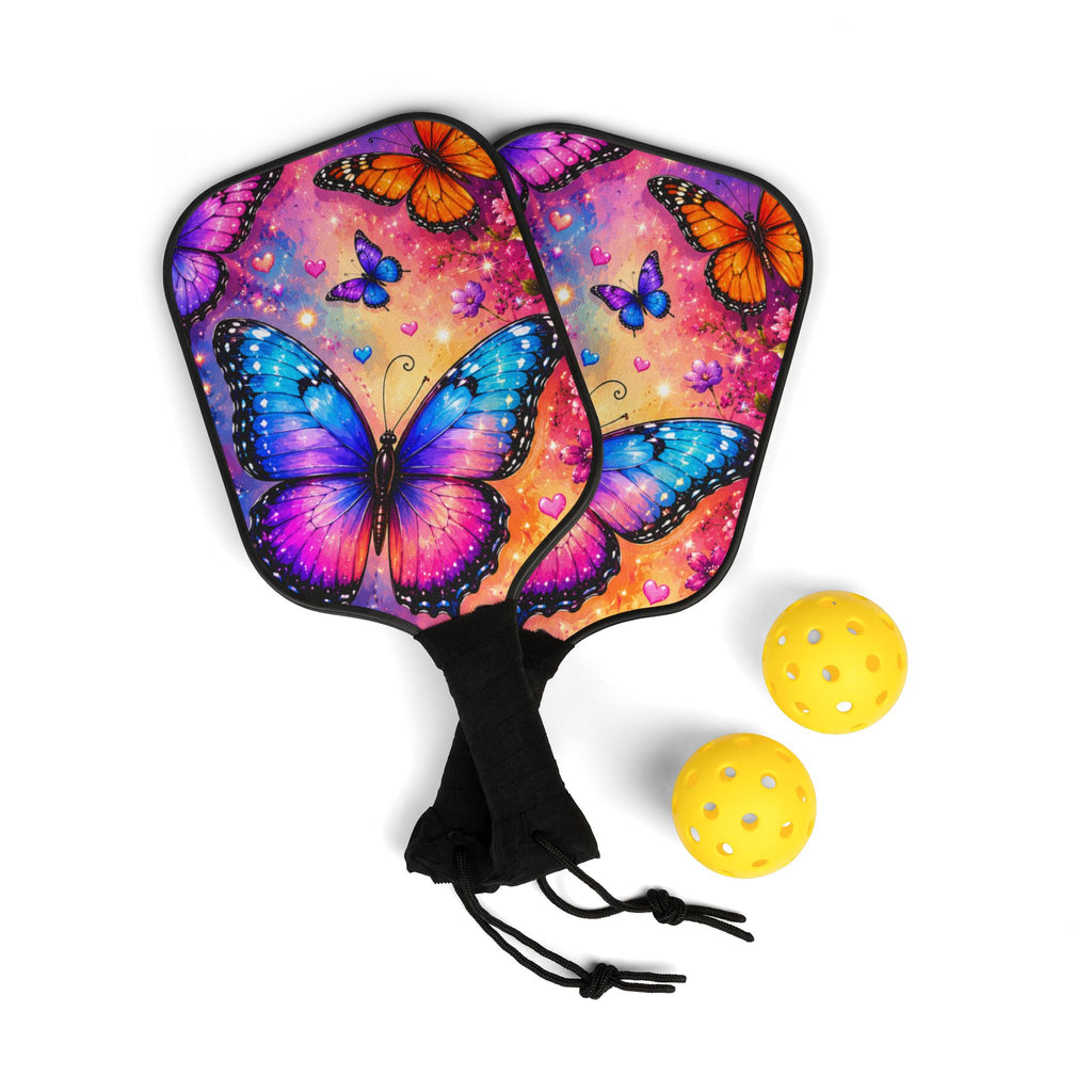 Butterfly Pickleball Paddles & Balls Set — Colorful Butterfly Design Pickleball Kit