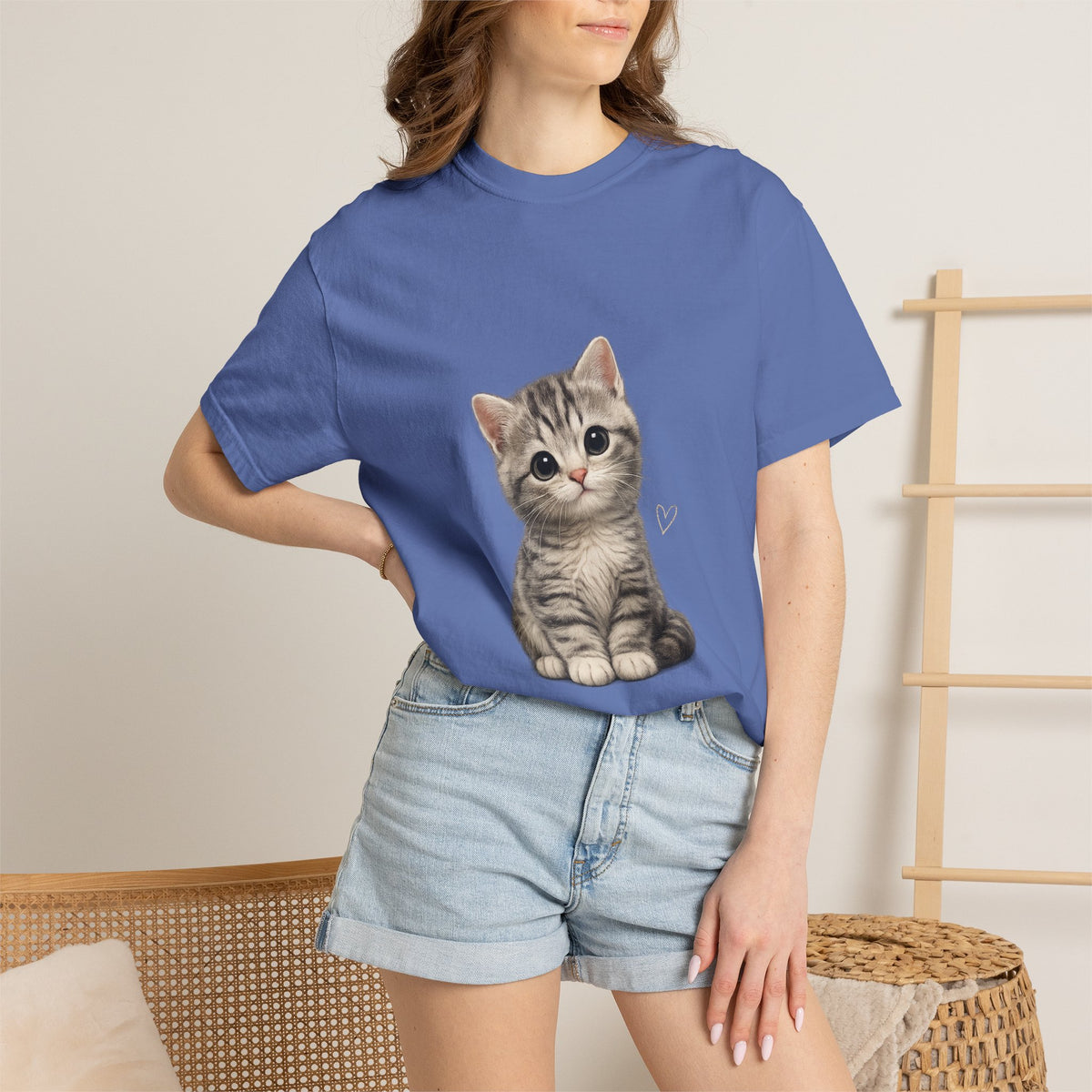 Smiling Tabby Kitten T-Shirt | Cute Cat Illustration