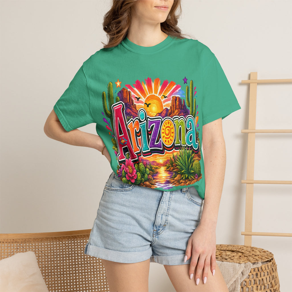 Arizona Desert Sunset T-shirt | Cactus, Saguaro, Floral Scenic Tee