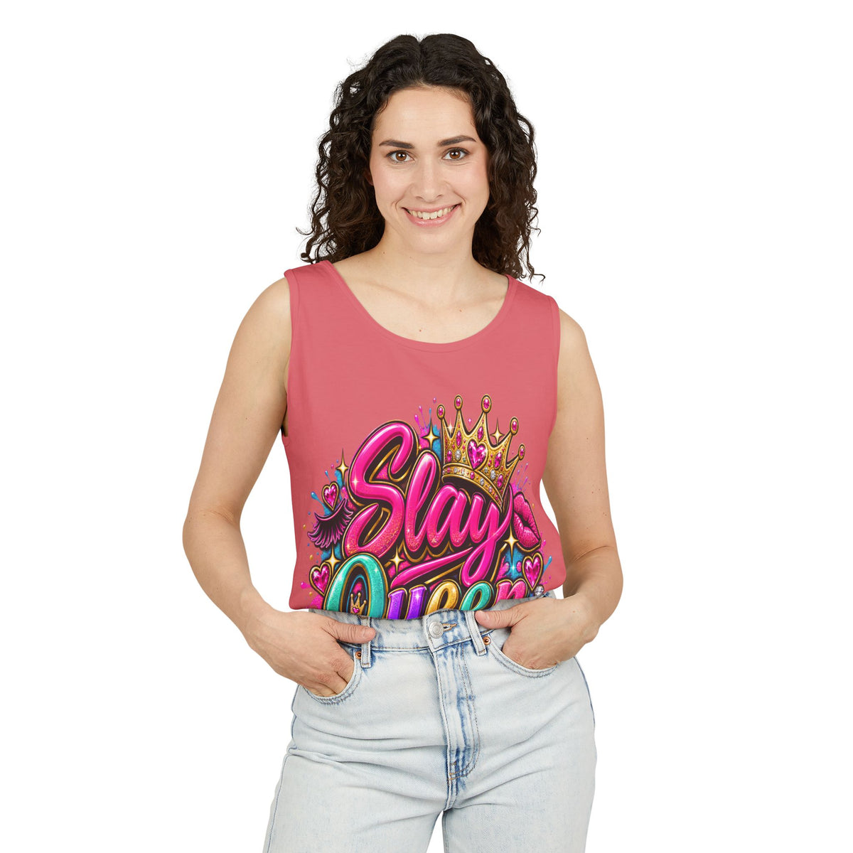 Slay Queen graffiti crown Tank Top | colorful lettering street art