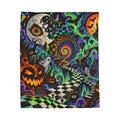 Halloween Psychedelic Plush Blanket - Spooky Pumpkin, Ghosts & Spiral Art Throw