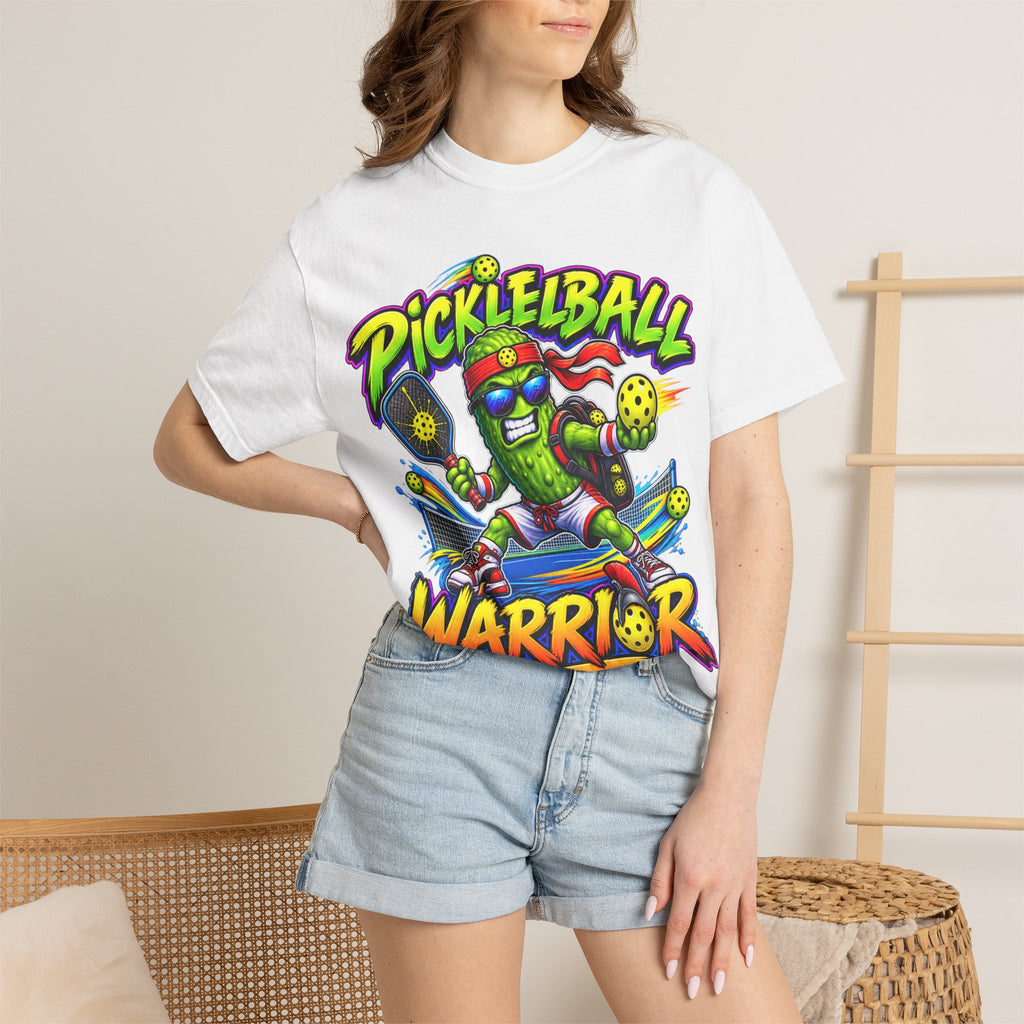 Pickleball Warrior T-Shirt | Cartoon Pickle Player Graphic