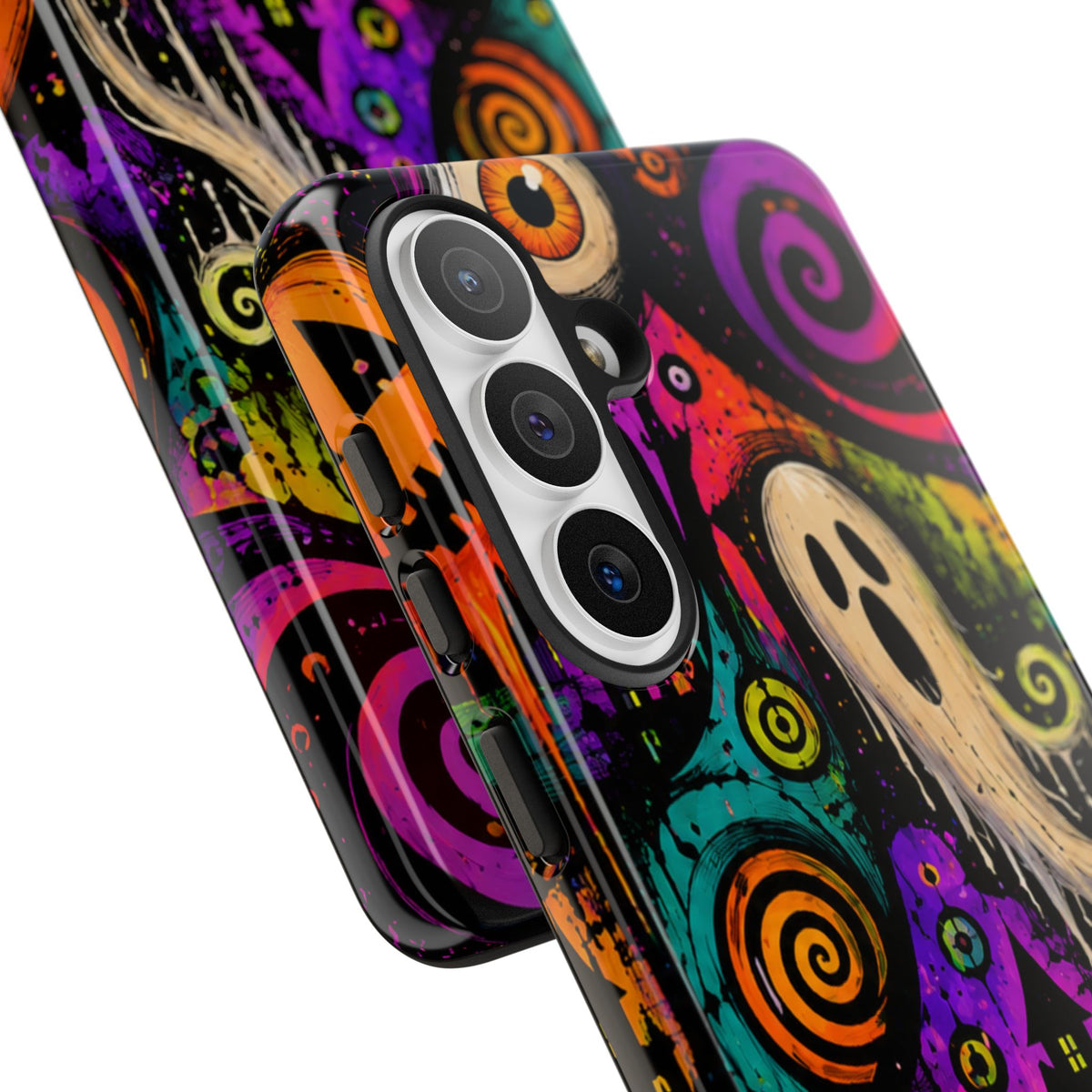 Halloween Ghost Phone Case — Colorful Spooky Skull & Haunted House Tough Case