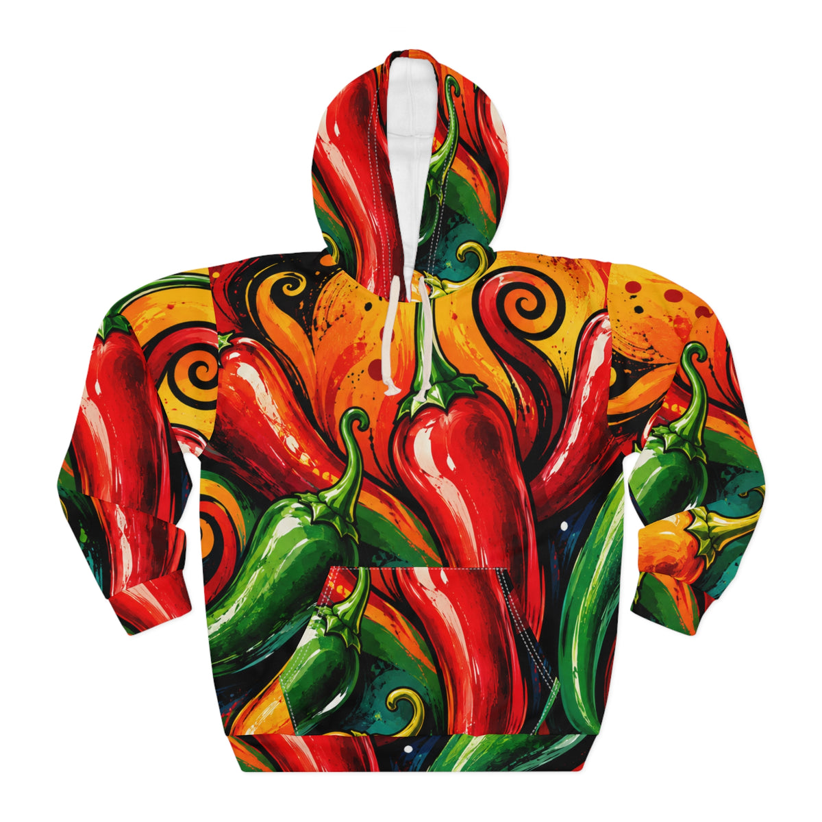 Chili Pepper All-Over Print Hoodie — Vibrant Spicy Pepper Design