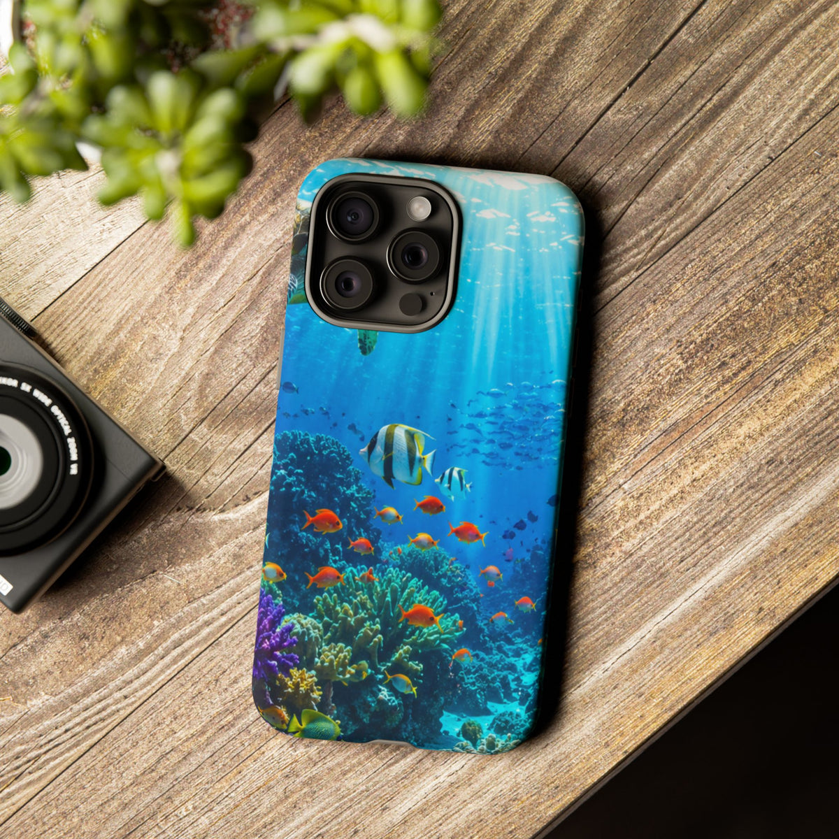 Underwater Ocean Life Tough Phone Case — Coral Reef & Sea Turtle Protective Cover