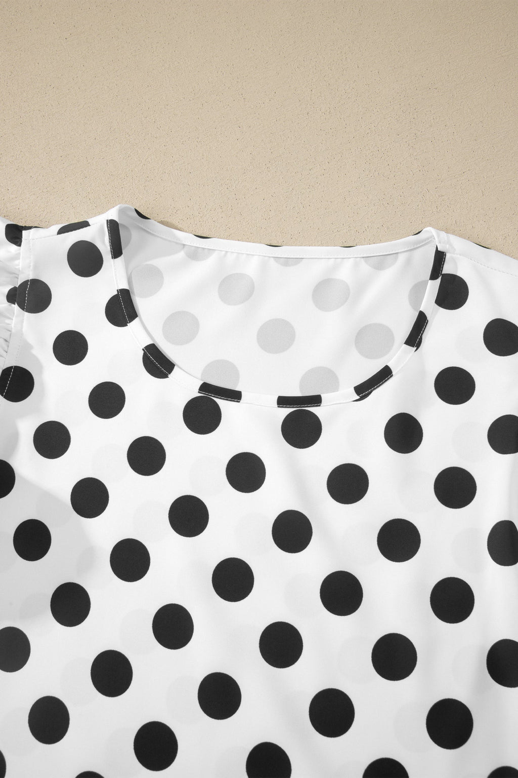 Polka Dot Ruffle Short Sleeve Blouse