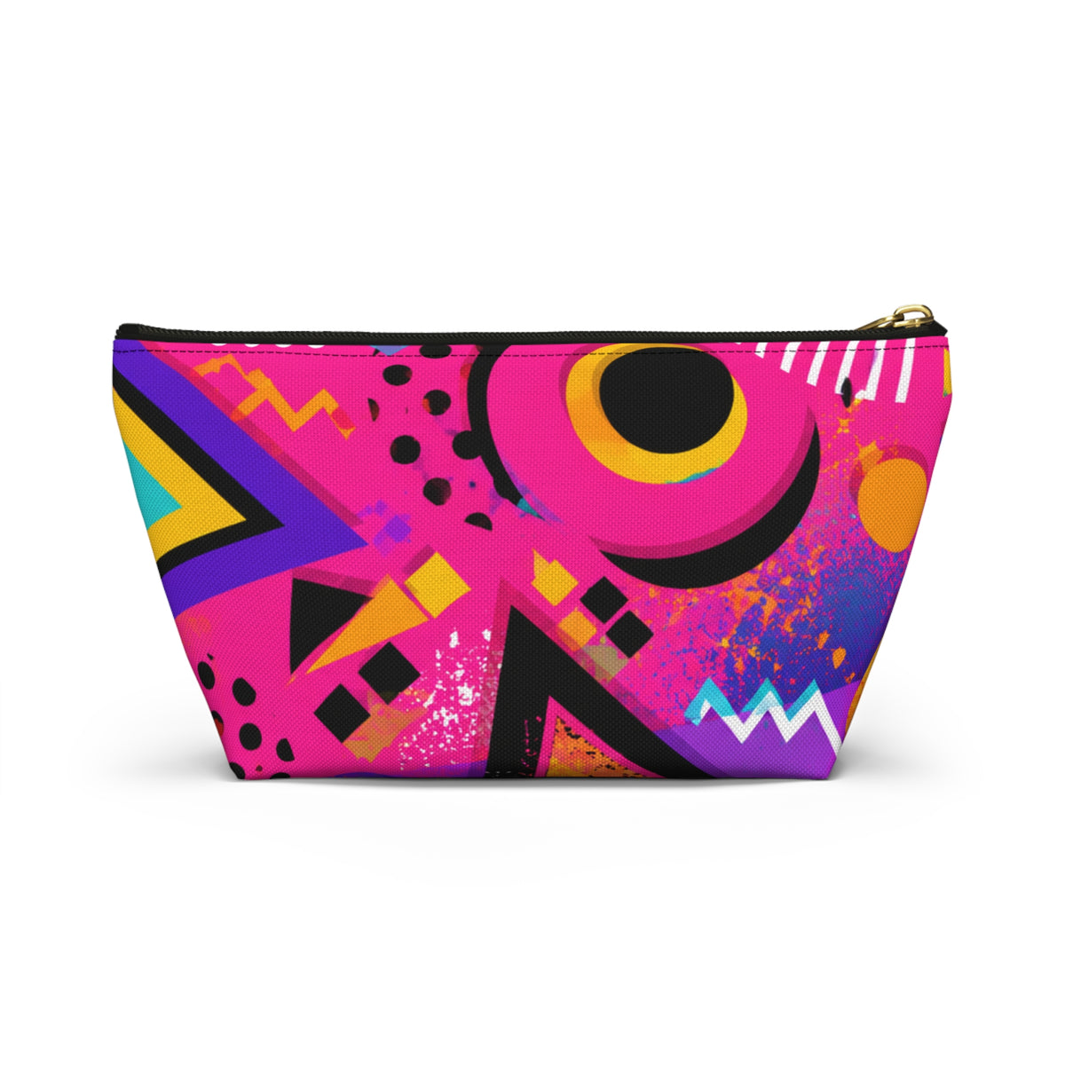 90s Neon Geometric Print Accessory Pouch | T-Bottom Cosmetic Bag