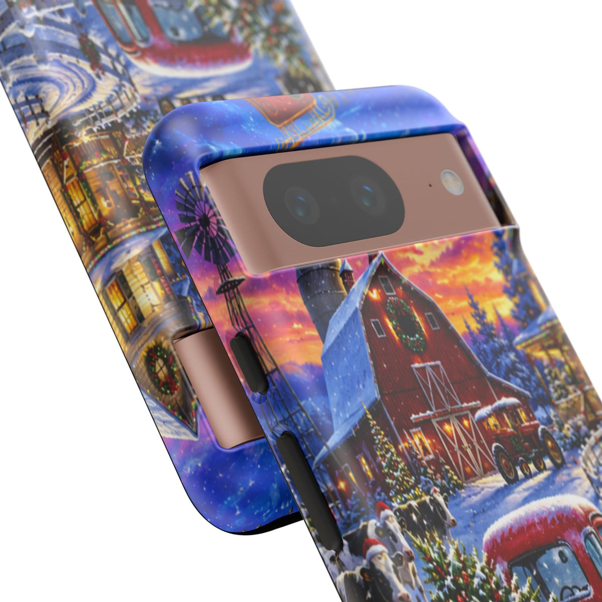 Christmas Farm Phone Case — Vintage Red Truck in Snowy Holiday Scene