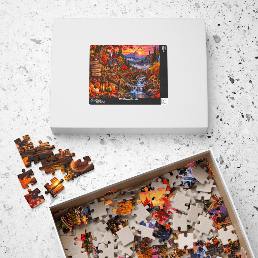 Autumn Cottage 520/1014-Piece Jigsaw Puzzle — Grateful Thankful Blessed Fall Scene