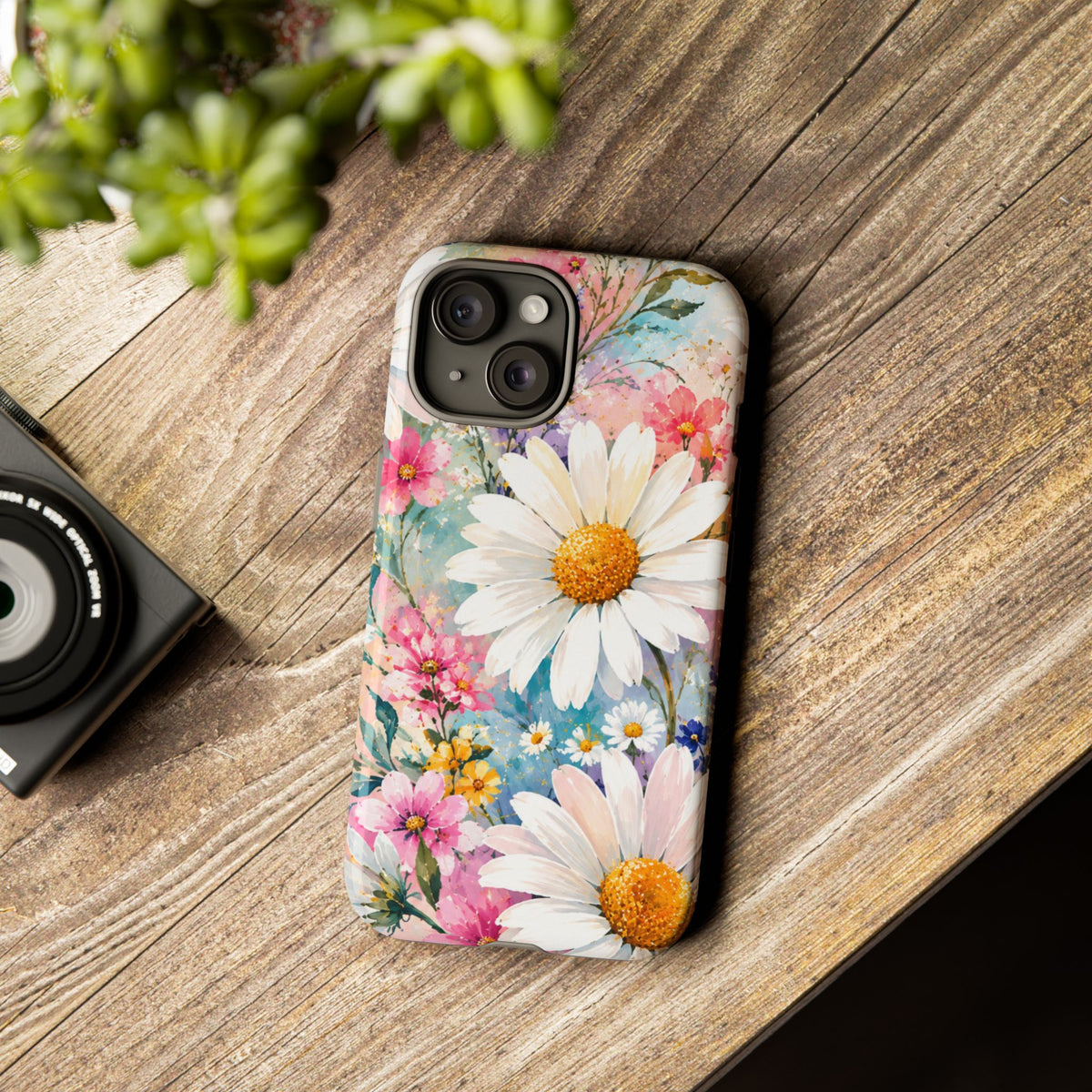 Floral Daisy Phone Case — Watercolor Daisies Protective Tough Case