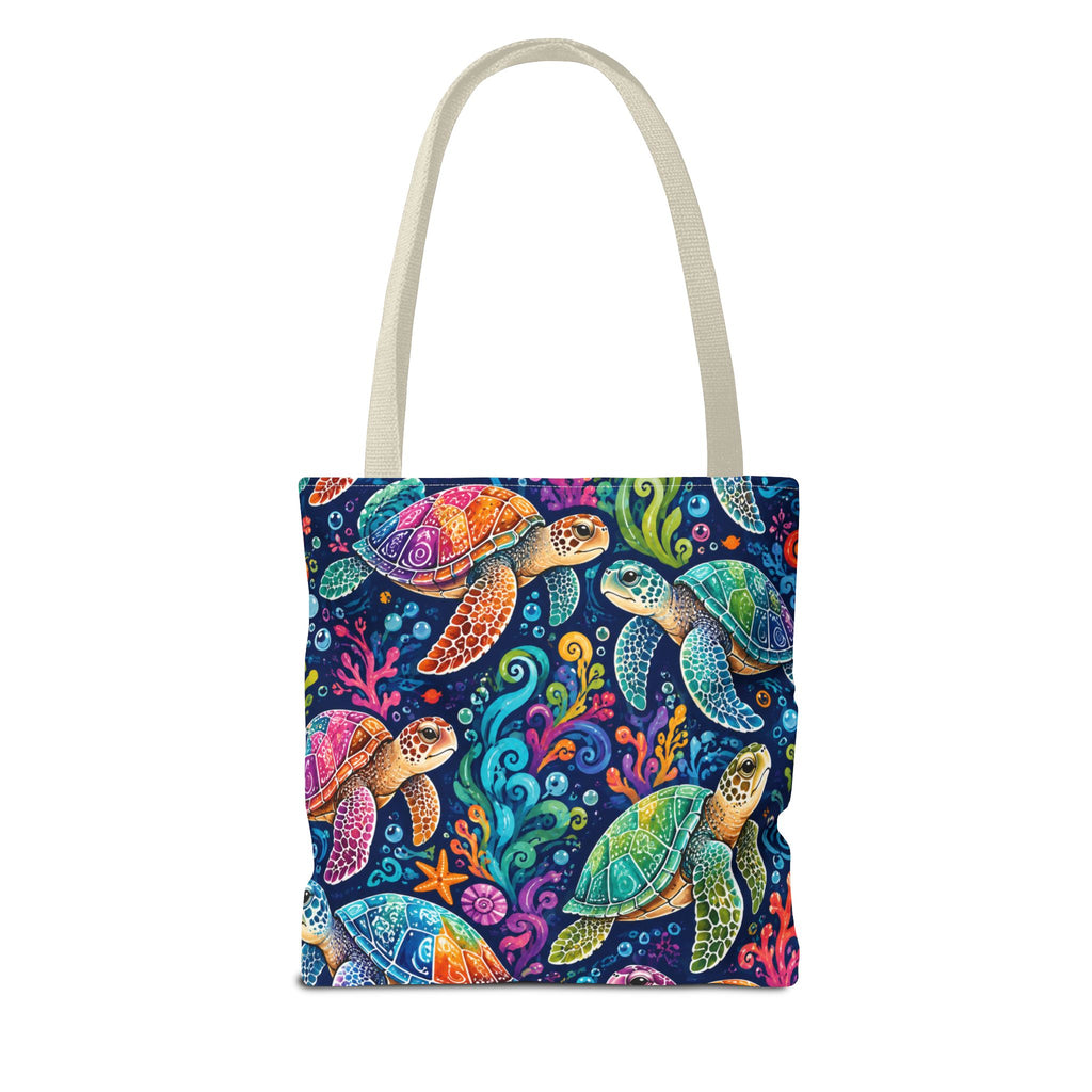 Colorful Sea Turtles Tote Bag — Vibrant Ocean Art Beach Tote