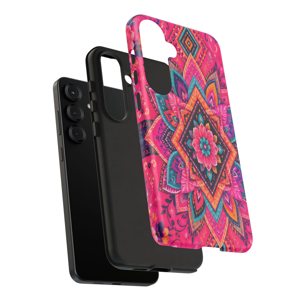 Floral Mandala Tough Phone Case — Pink Boho Protective Cover