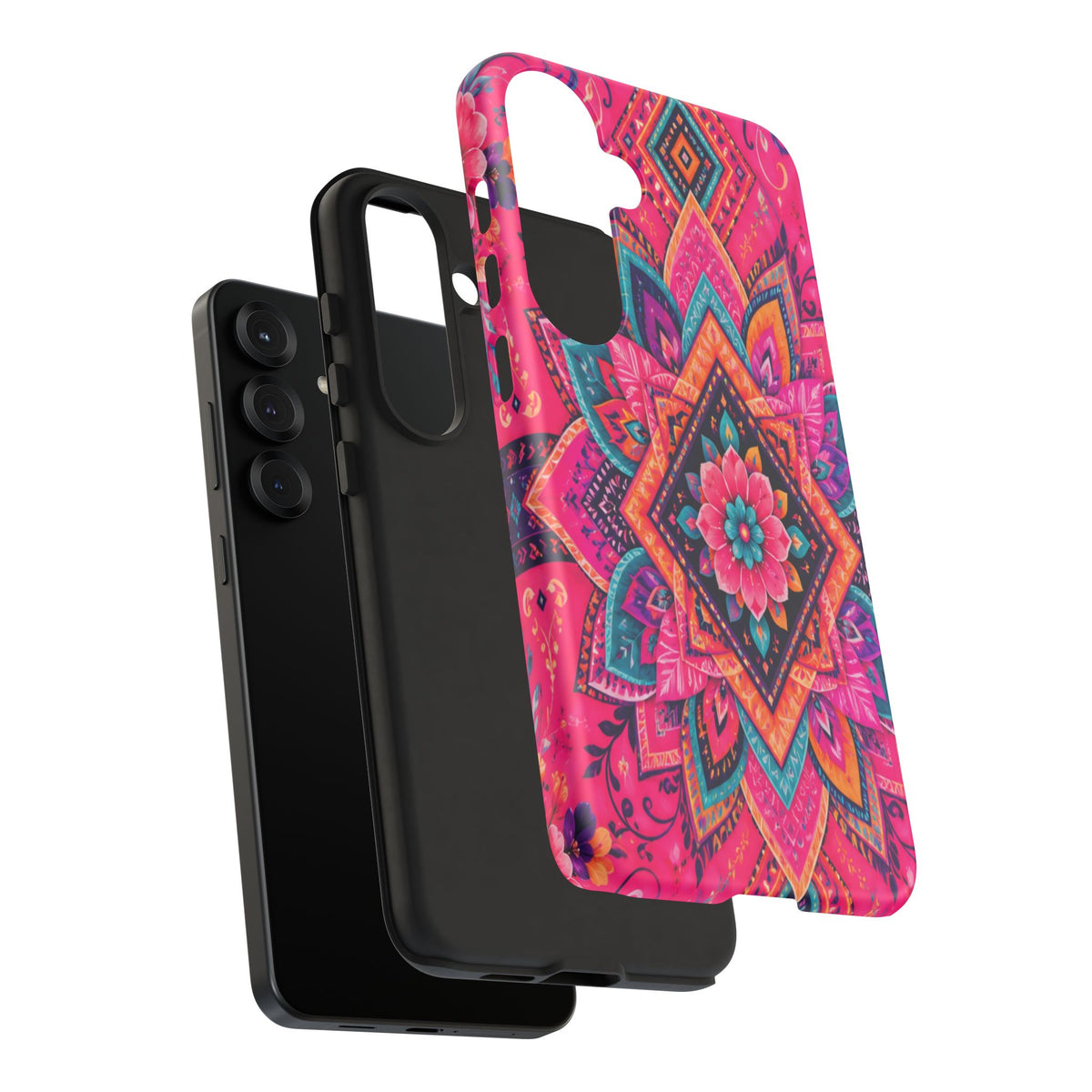 Floral Mandala Tough Phone Case — Pink Boho Protective Cover