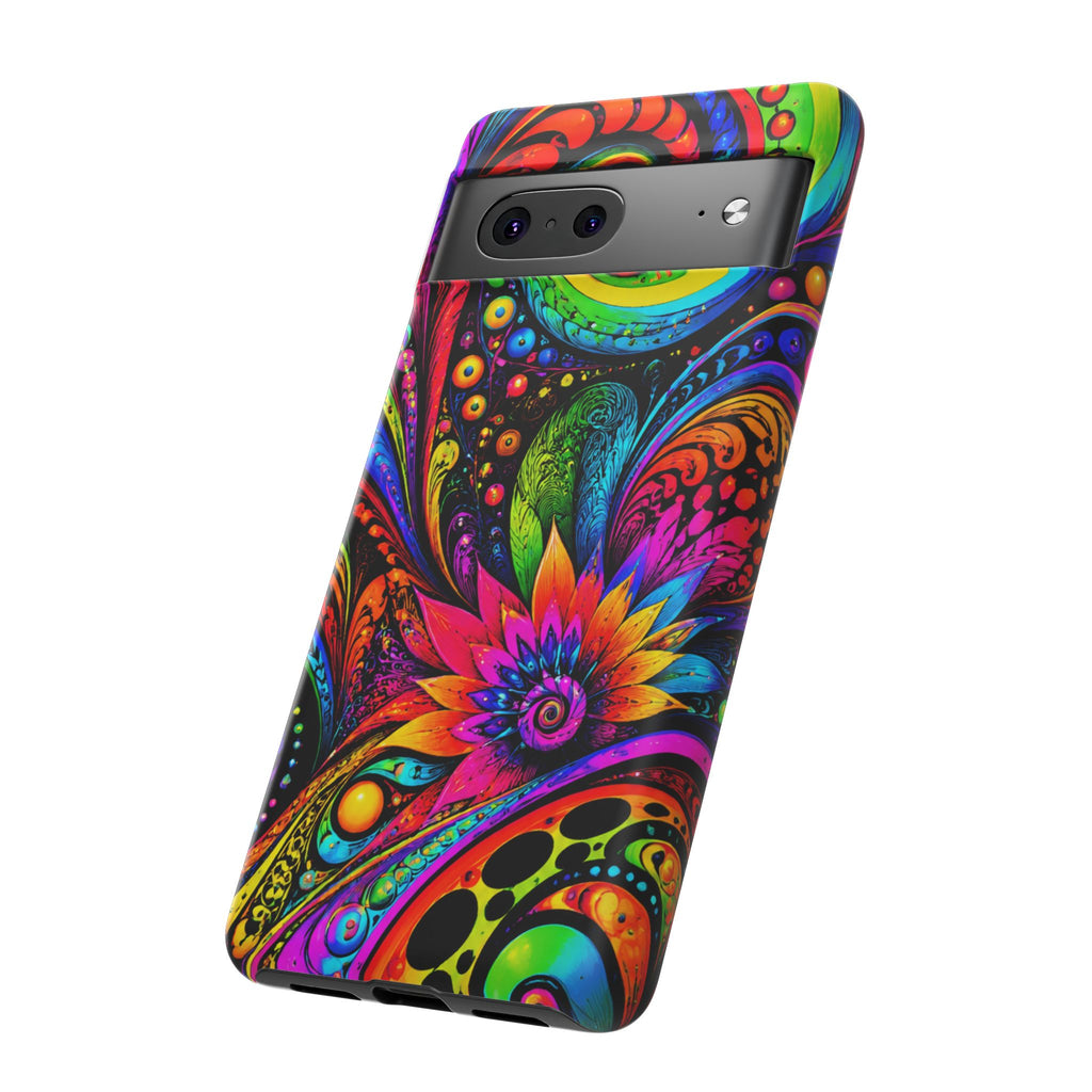 Psychedelic Floral Phone Case — Vibrant Swirl Tough Protective Cover
