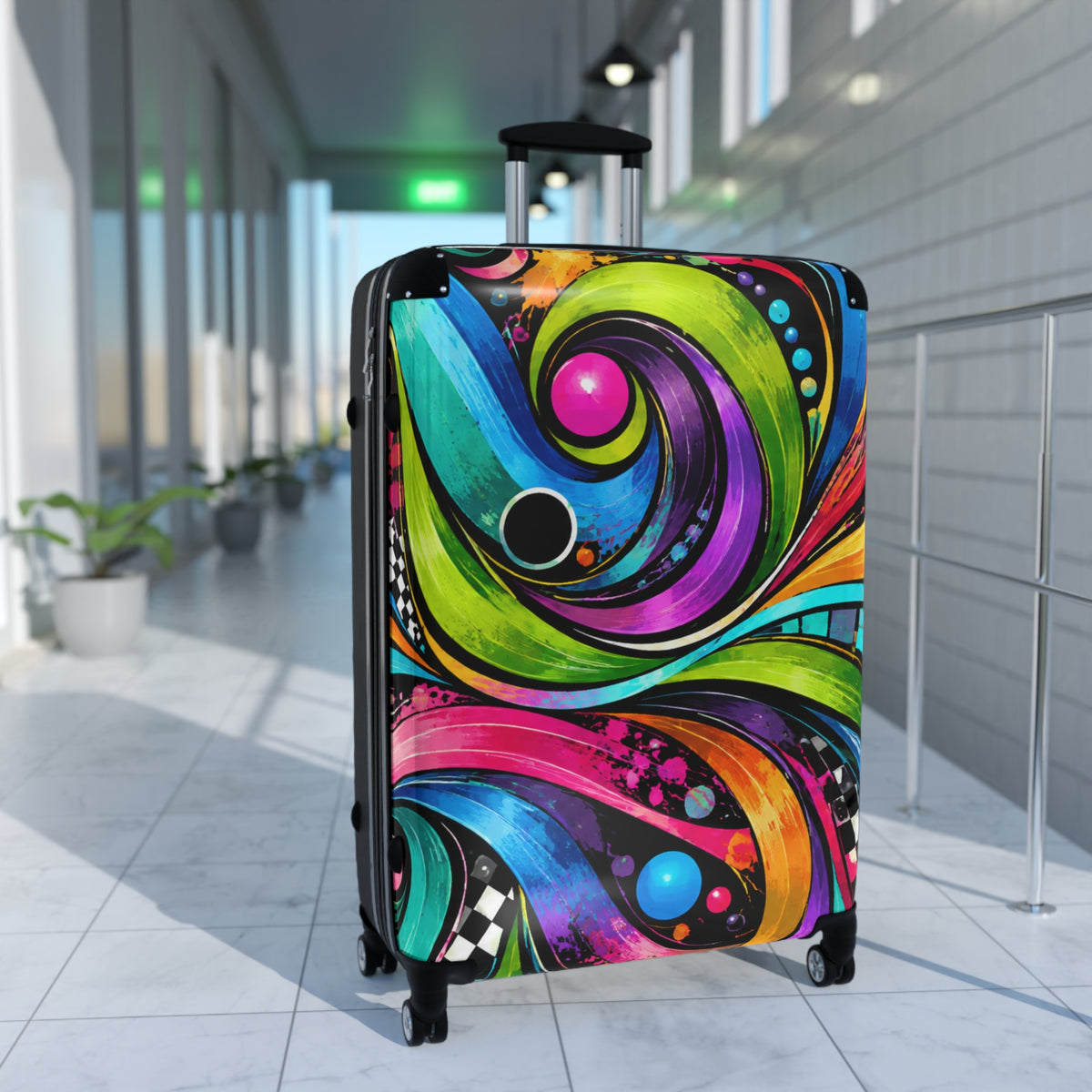 Colorful Swirl Carry-On Suitcase — Vibrant Abstract Travel Luggage
