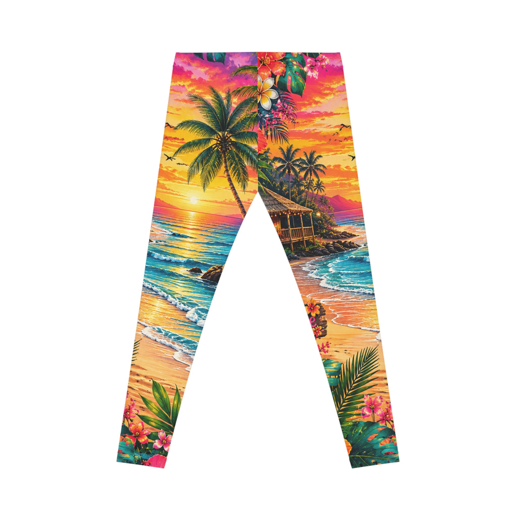 Tropical Sunset Leggings — Vibrant Beach Print Women's Leggings