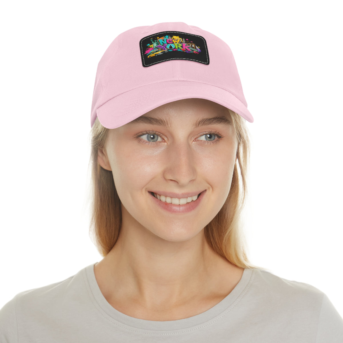 New York Graffiti Leather Patch Dad Hat | City Skyline