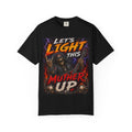 Skull Guitarist "Let’s Light This Muther Up" T-shirt | Rock Metal Tee