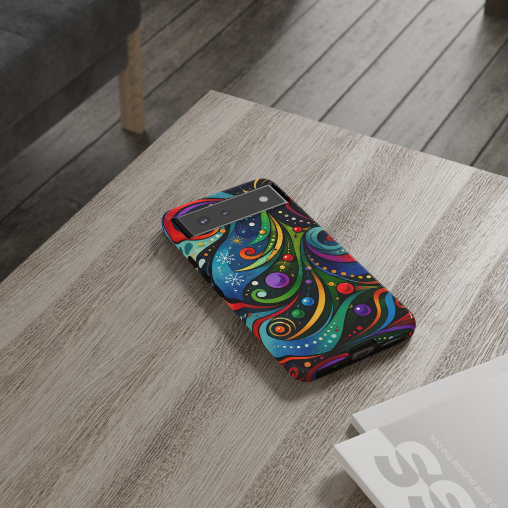 Colorful Swirl Christmas Tree Tough Phone Case