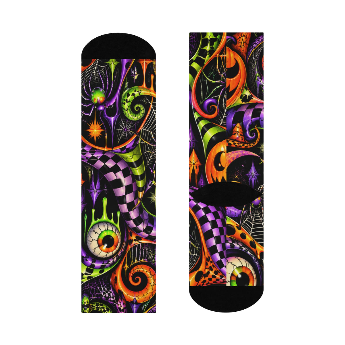 Halloween Spiral Eye Crew Socks — Cushioned Spooky Patterned Socks