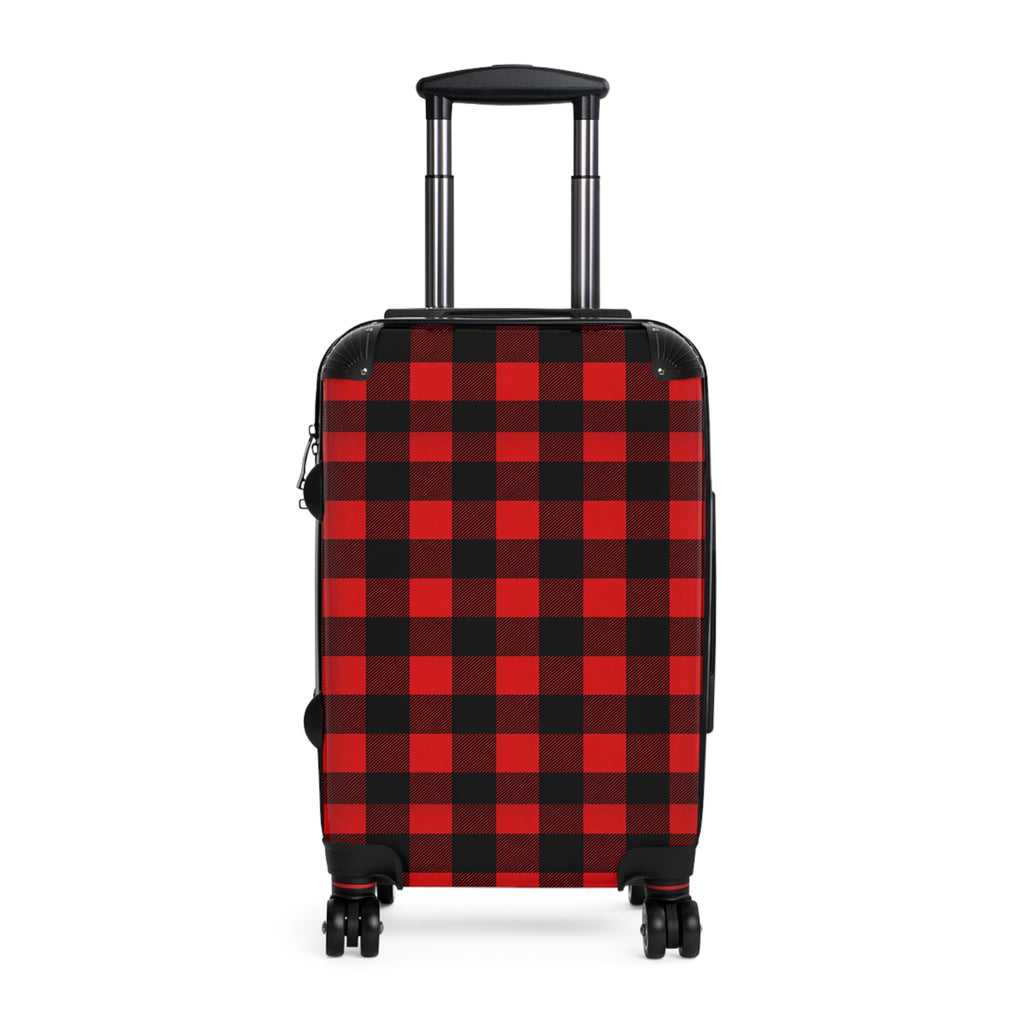 Buffalo Plaid Suitcase — Red & Black Travel Luggage Cover