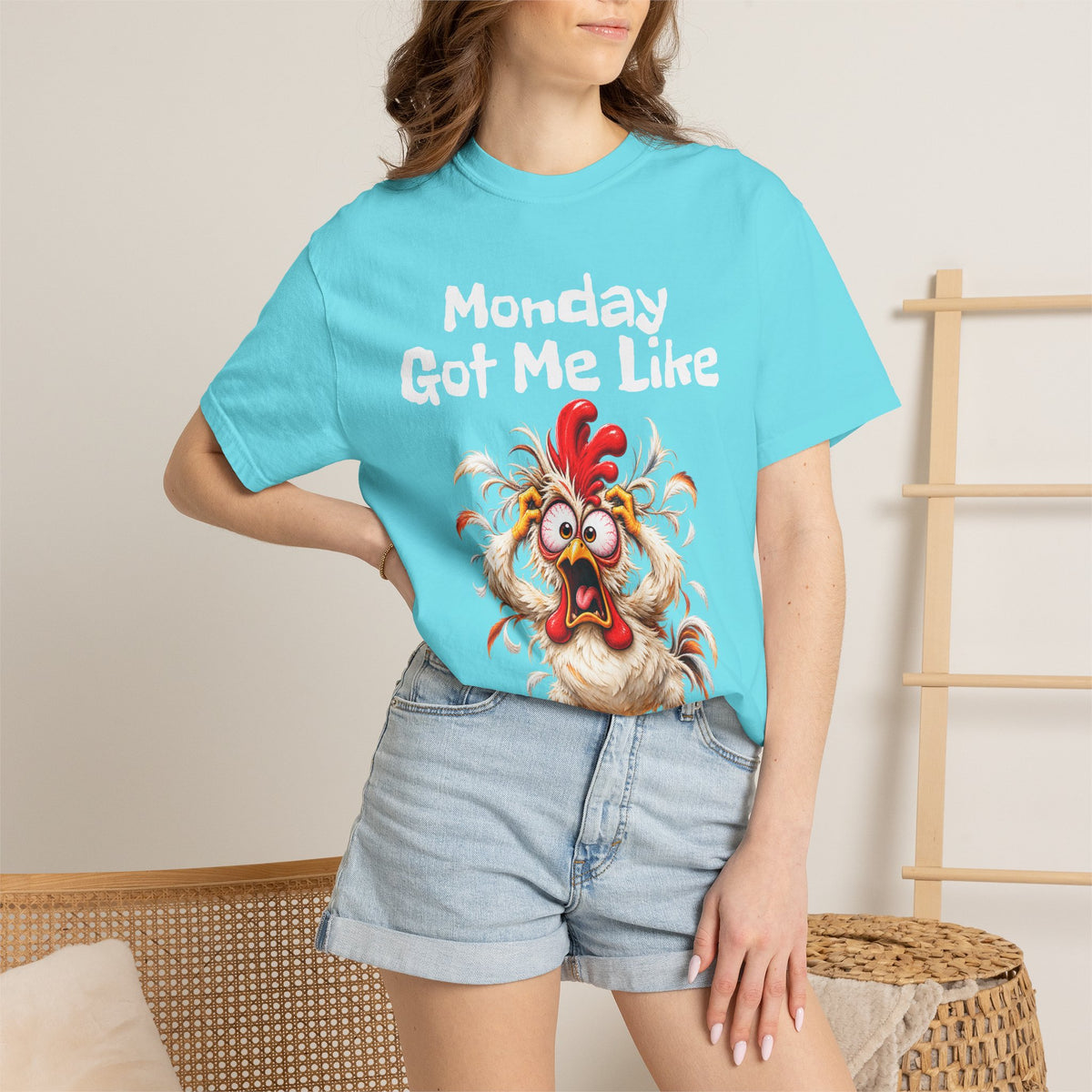 Copy of Monday Got Me Like T-Shirt — Funny Cartoon Chicken Graphic Tee