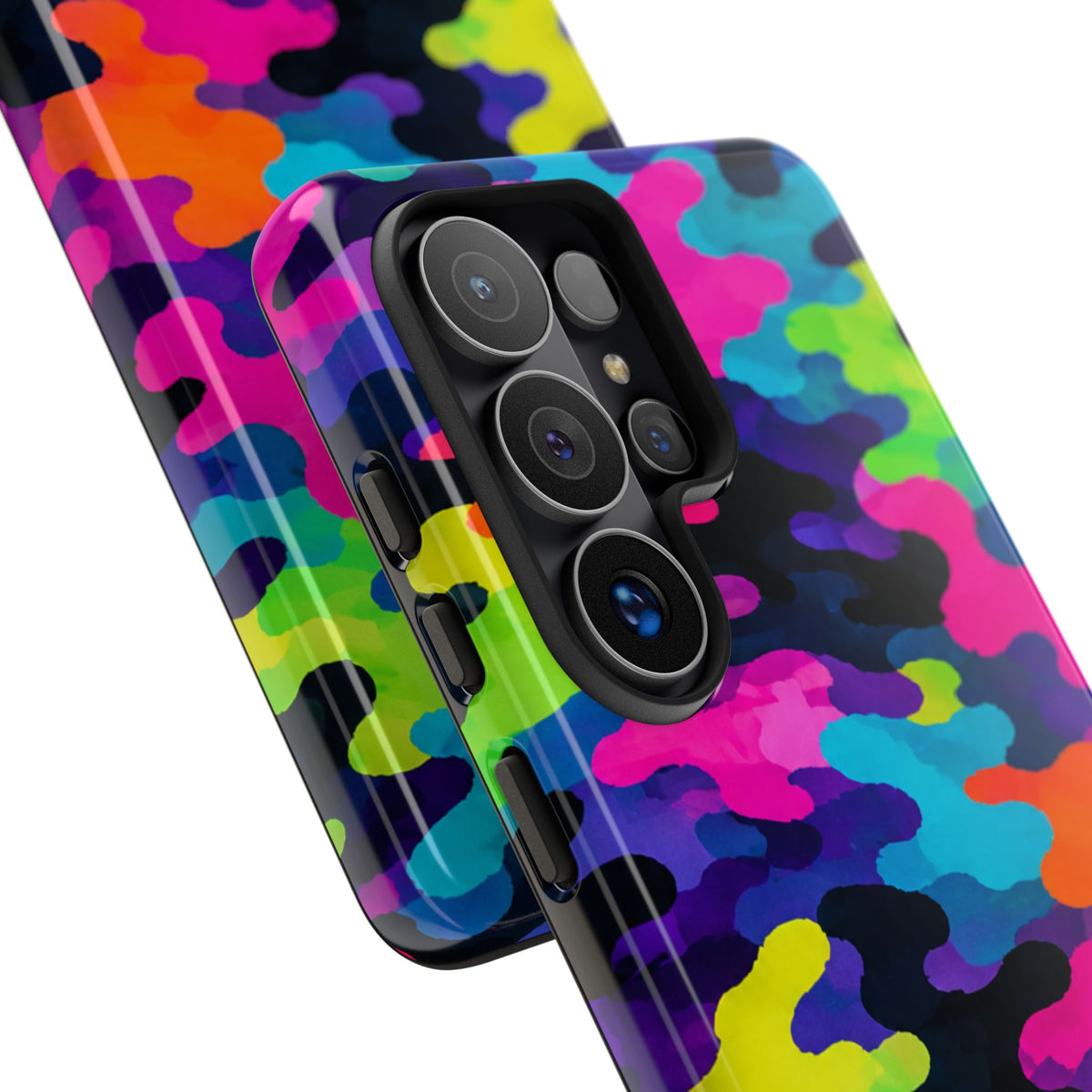 Neon Camo Tough Phone Case — Bright Rainbow Protective iPhone Cover