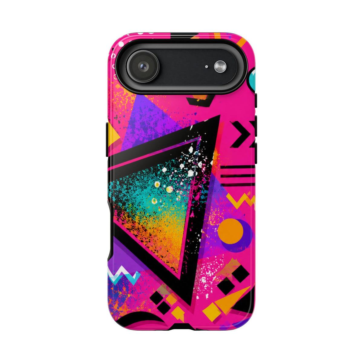 Retro 80s Geometric Phone Case — Neon Triangle Tough Case