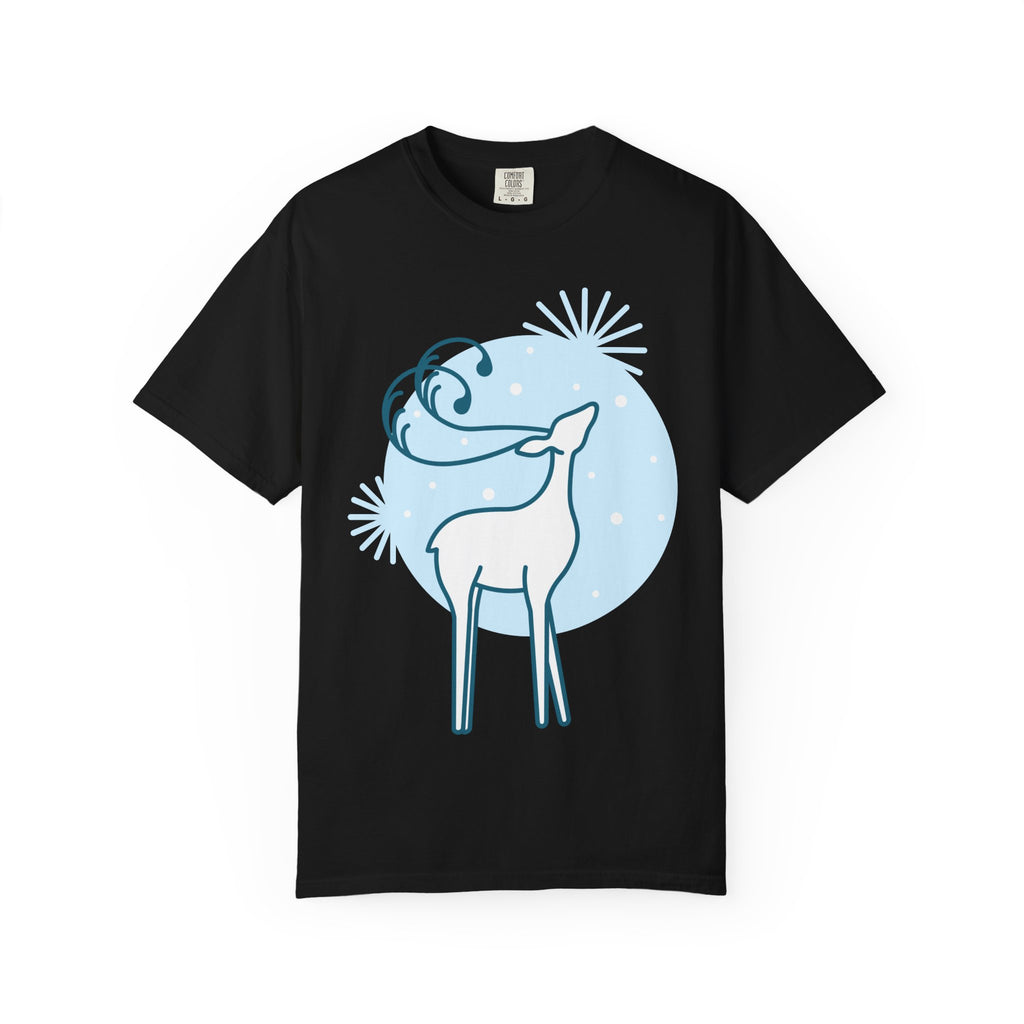 Whimsical White Deer T-shirt | Night Sky Illustration
