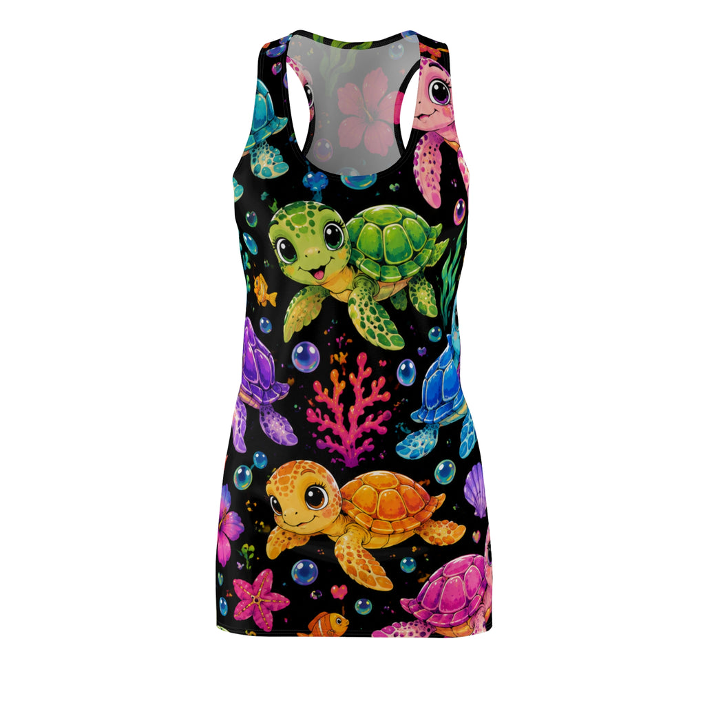 Cute Rainbow Sea Turtle Racerback Dress — Colorful Tropical Ocean Print