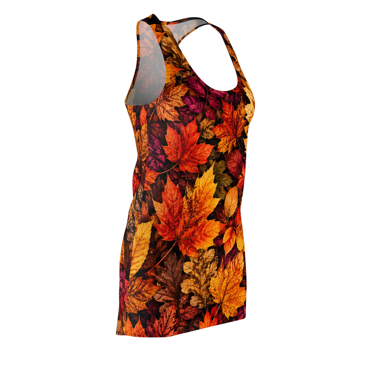 Autumn Leaves Racerback Dress – Fall Foliage All-Over Print