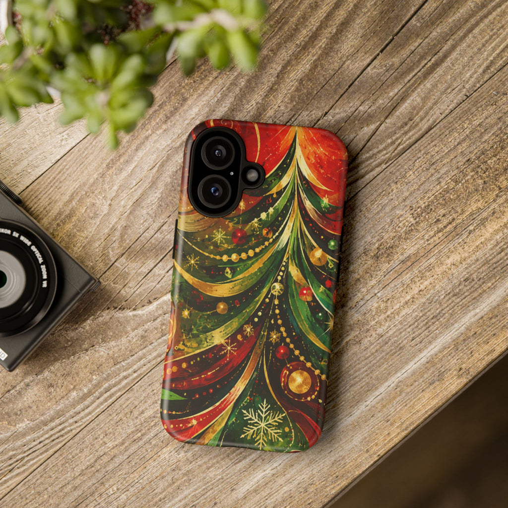 Christmas Tree Tough Phone Case — Festive Red & Green Holiday Phone Cover