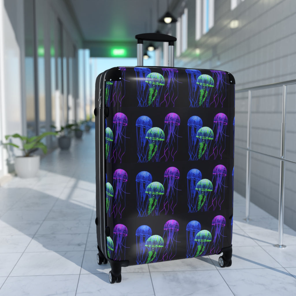 Neon Jellyfish Carry-On Suitcase – Ocean Glow Luggage Cover
