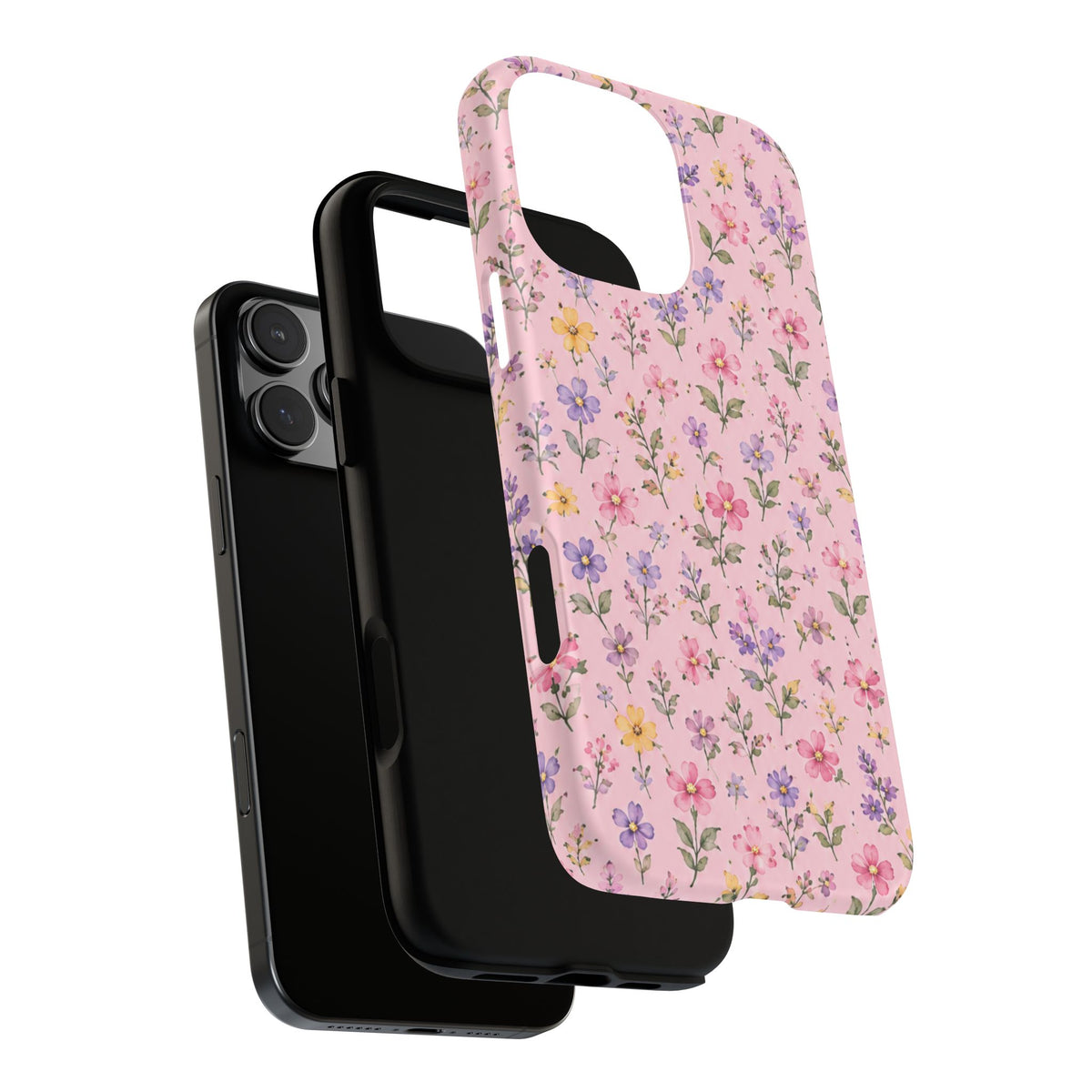 Floral Pink Tough Phone Case — Pastel Wildflower Protective Case
