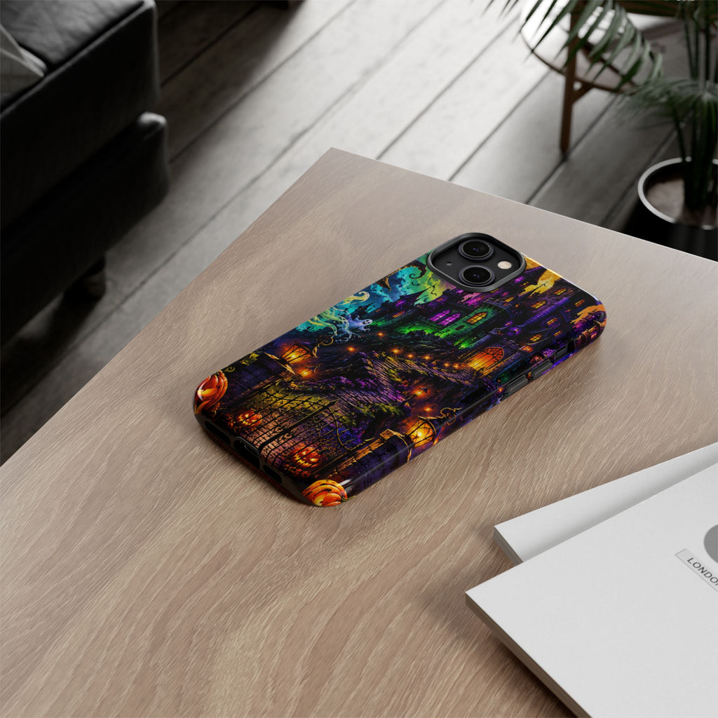 Halloween Haunted Castle Phone Case — Spooky Pumpkin & Ghost Tough Case