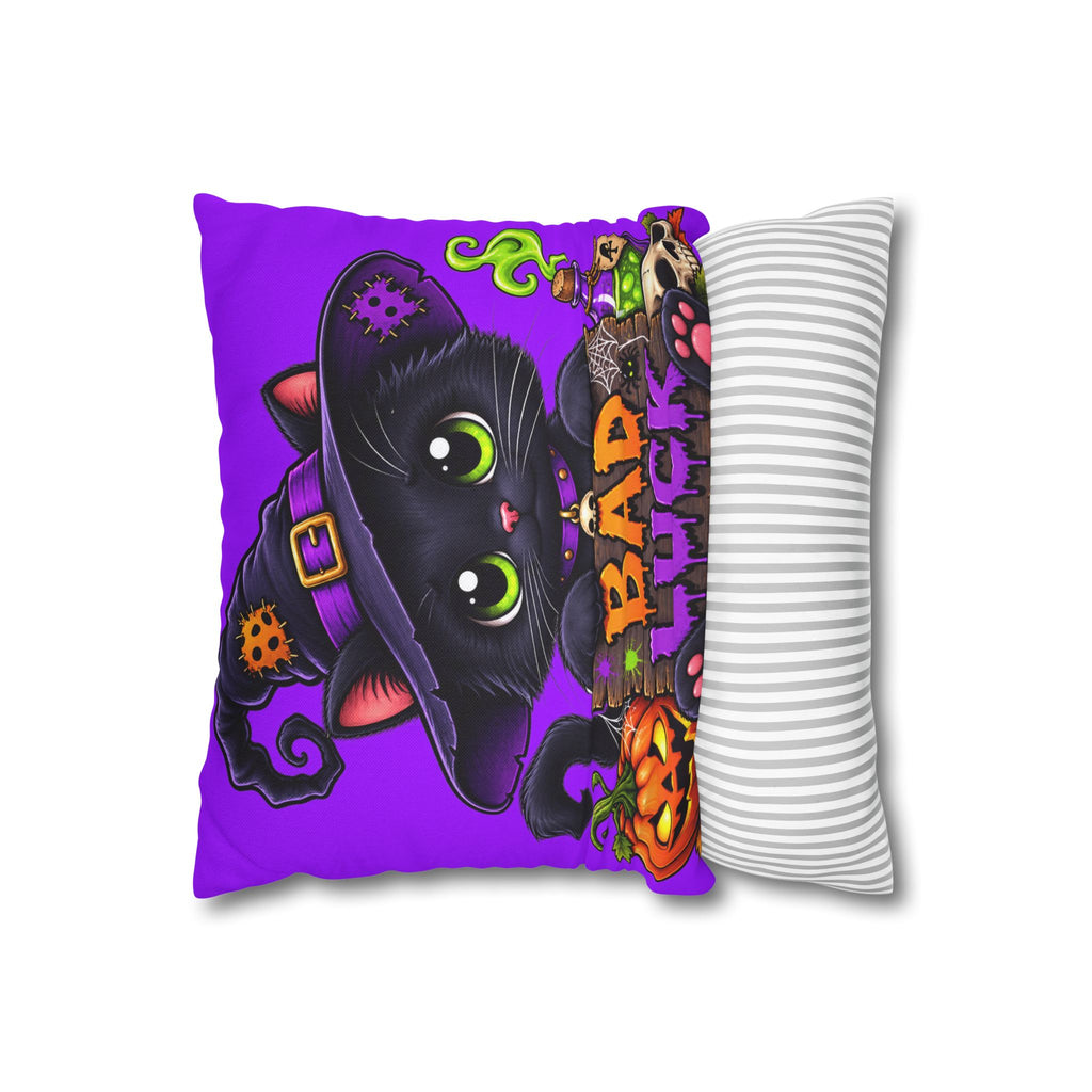 Halloween Black Cat Pillowcase — "Bad Luck" Spooky Cute Decorative Pillow