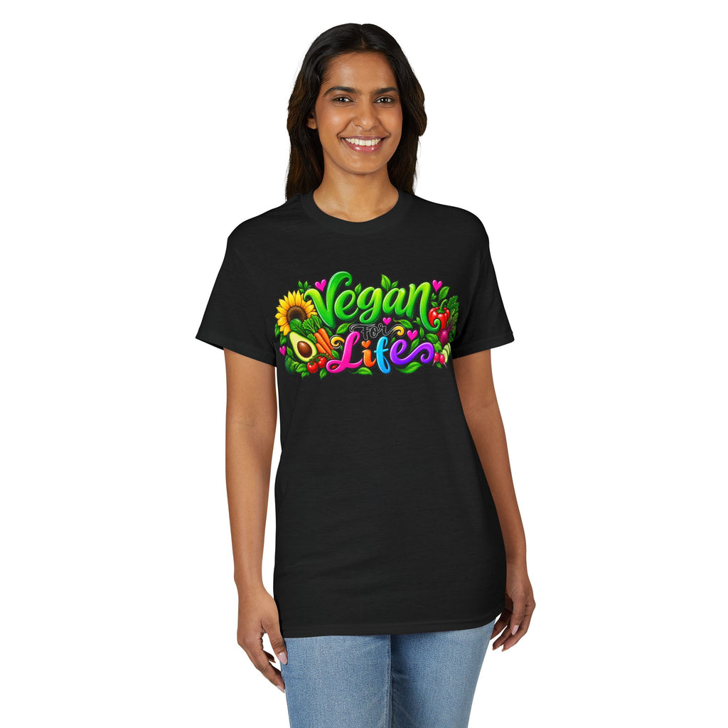 Vegan Life T‑Shirt — Colorful Sunflower & Avocado Plant-Based Pride Tee