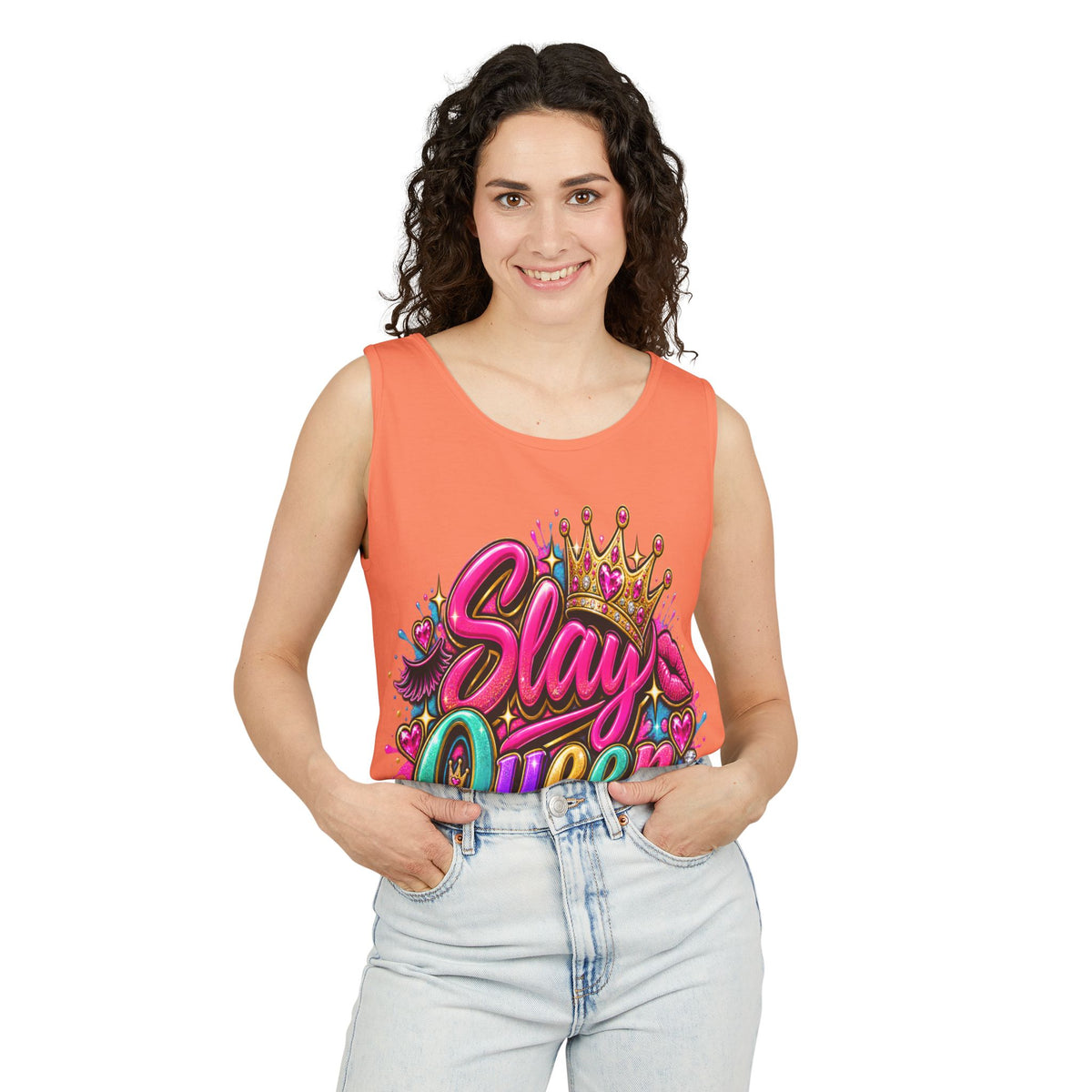 Slay Queen graffiti crown Tank Top | colorful lettering street art