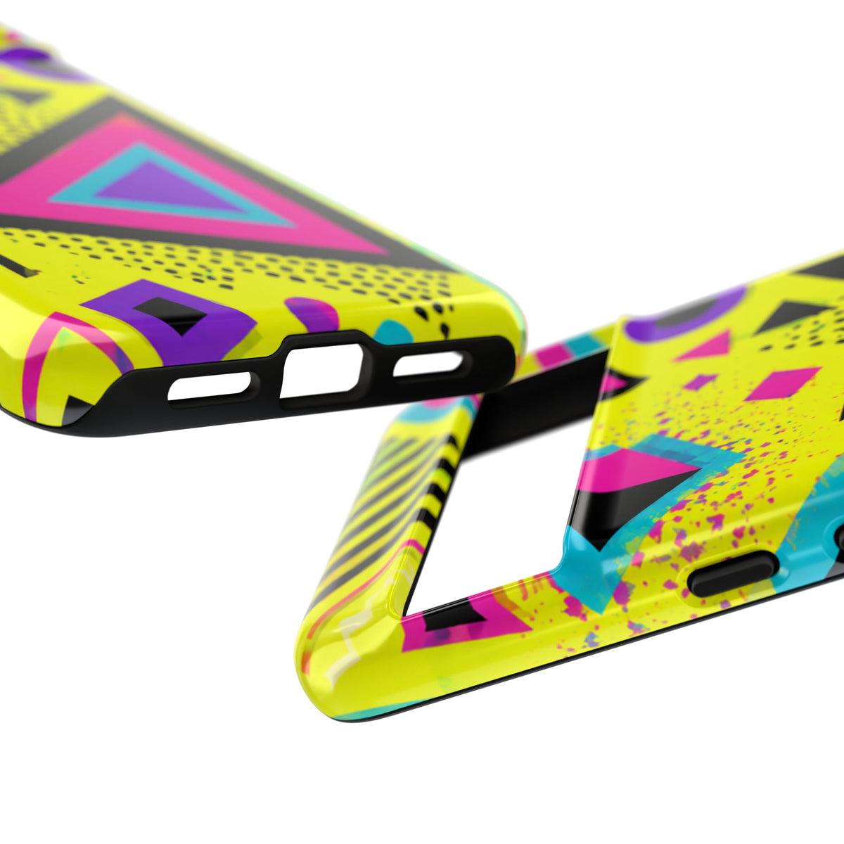Retro 80s Geometric Phone Case — Neon Memphis Triangle Design